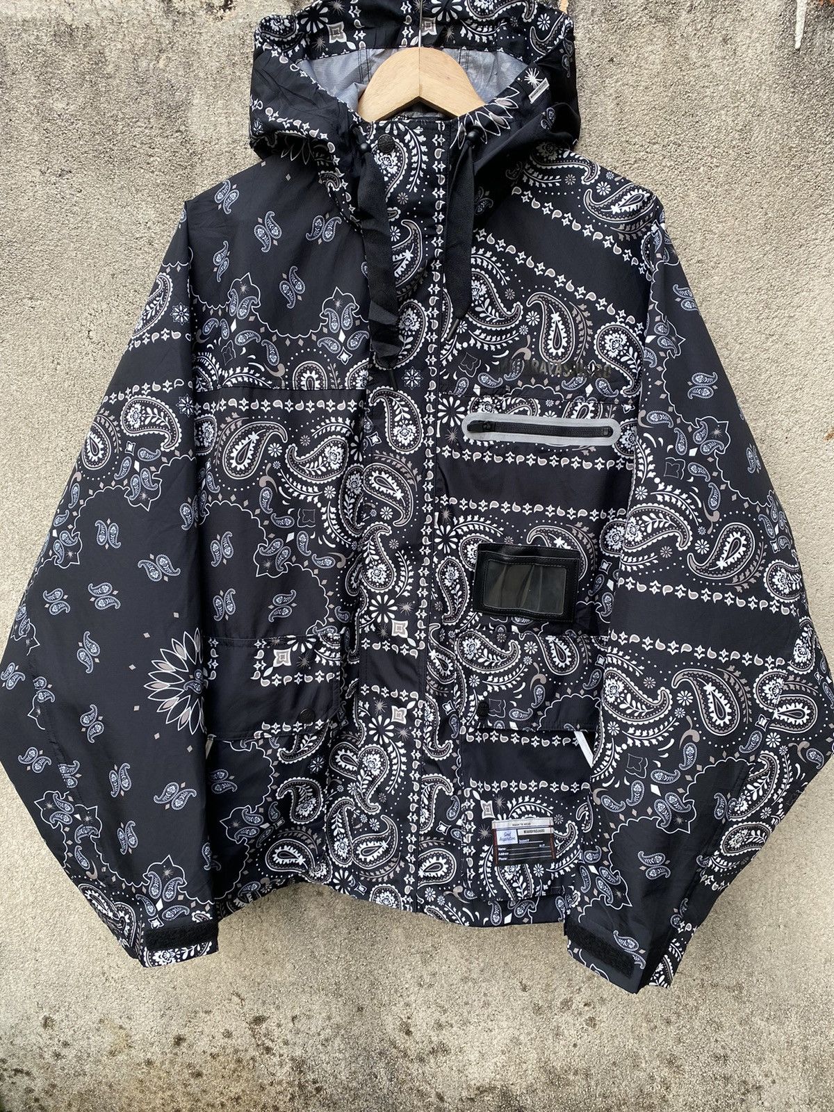 image of Miharayasuhiro Bandana Paisley Waterproof Oversized Jacket in Black, Men's (Size XL)