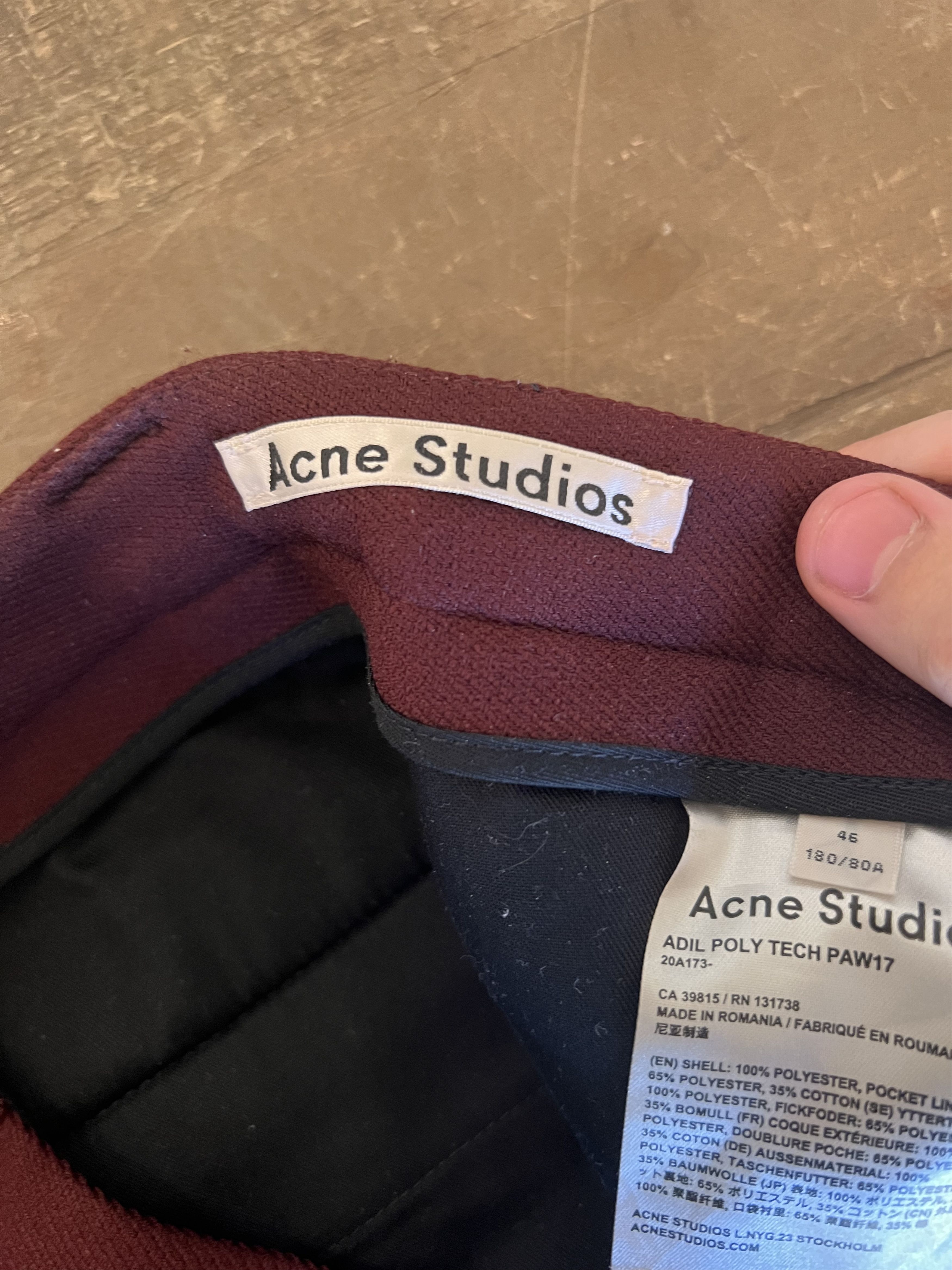 Acne Studios Adil Poly Tech Burgundy Trousers Size US 30 / EU 46 - 7 Thumbnail