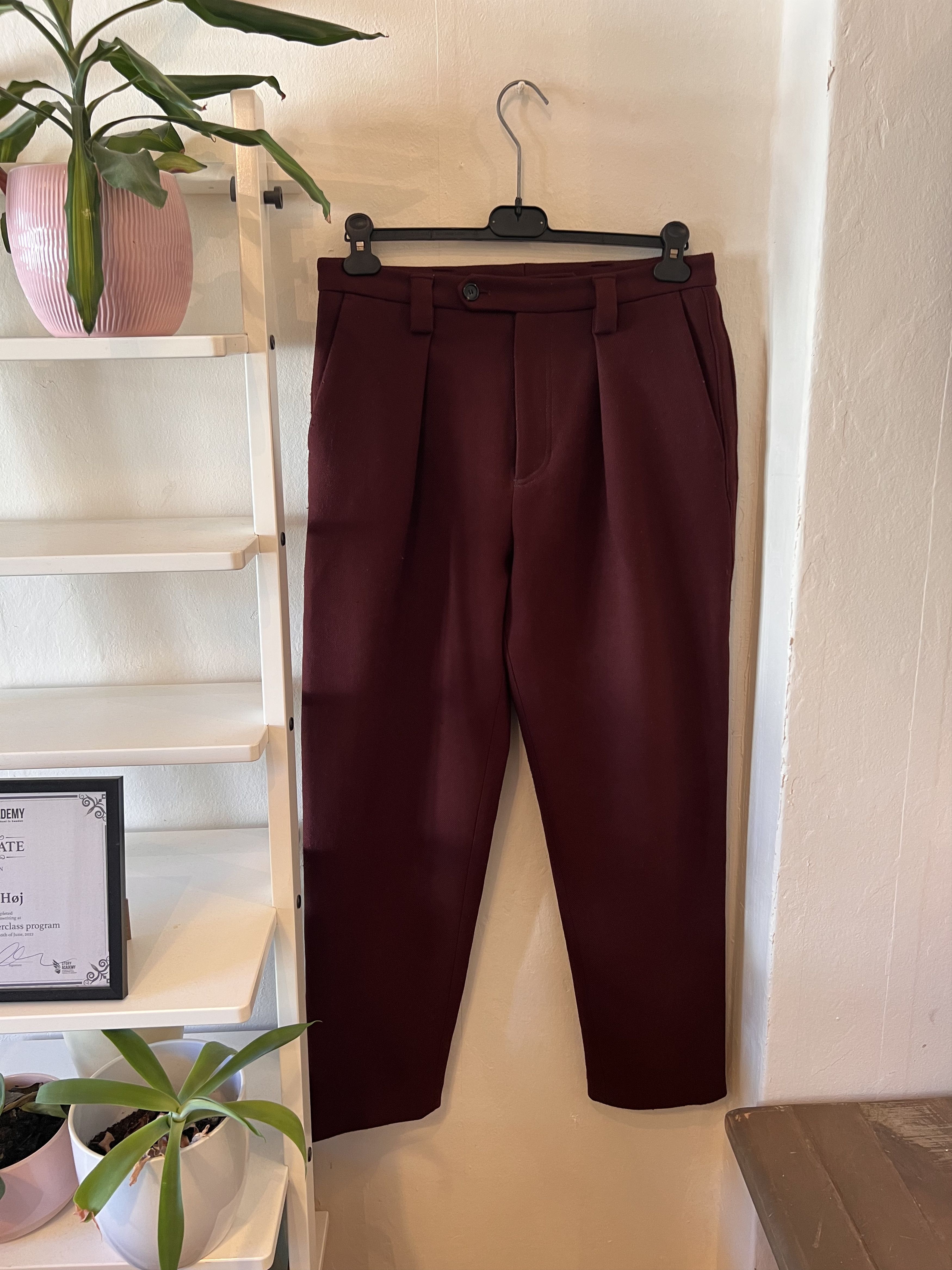 Acne Studios Adil Poly Tech Burgundy Trousers Size US 30 / EU 46 - 1 Thumbnail