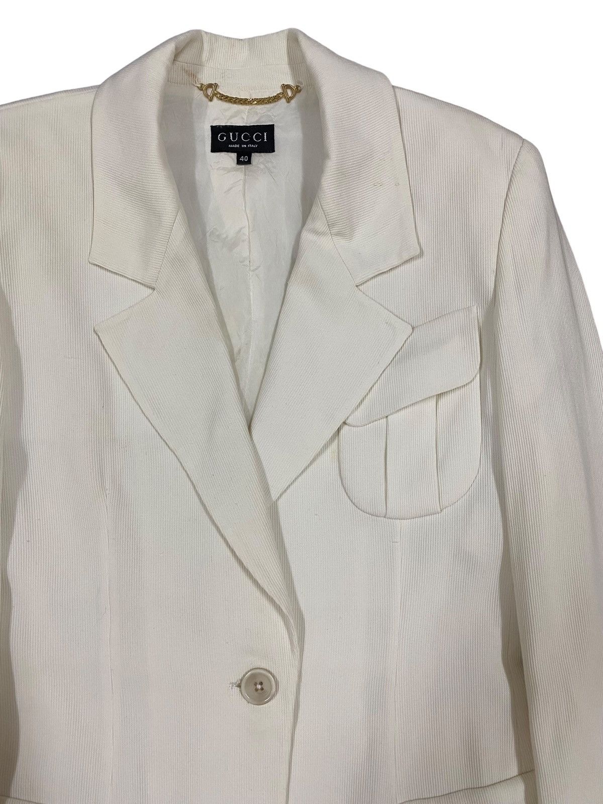 Gucci Vtg🔥Archive Gucci Blazers White Single Breasted Size 40S - 7 Thumbnail