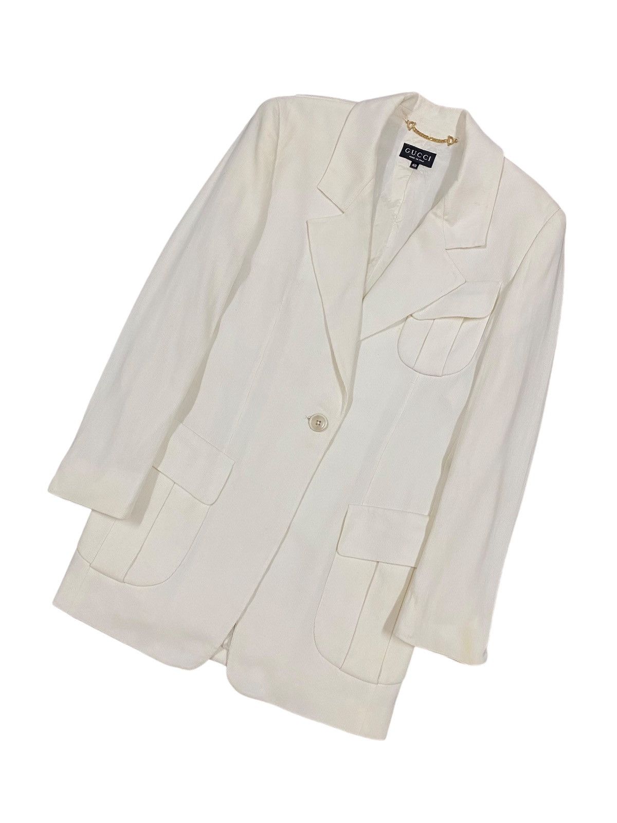 Gucci Vtg🔥Archive Gucci Blazers White Single Breasted Size 40S - 11 Thumbnail
