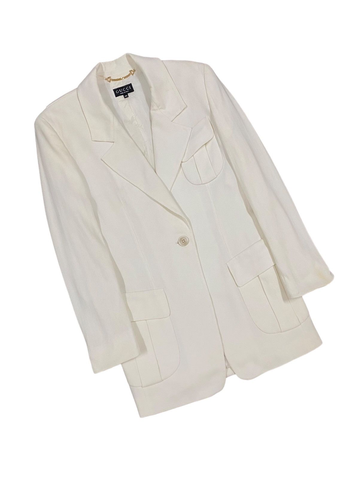 Gucci Vtg🔥Archive Gucci Blazers White Single Breasted Size 40S - 10 Thumbnail