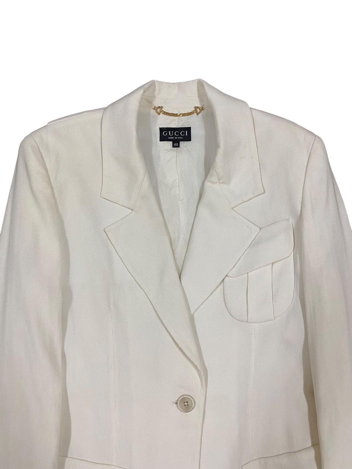 Gucci Vtg🔥Archive Gucci Blazers White Single Breasted Size 40S - 4 Thumbnail