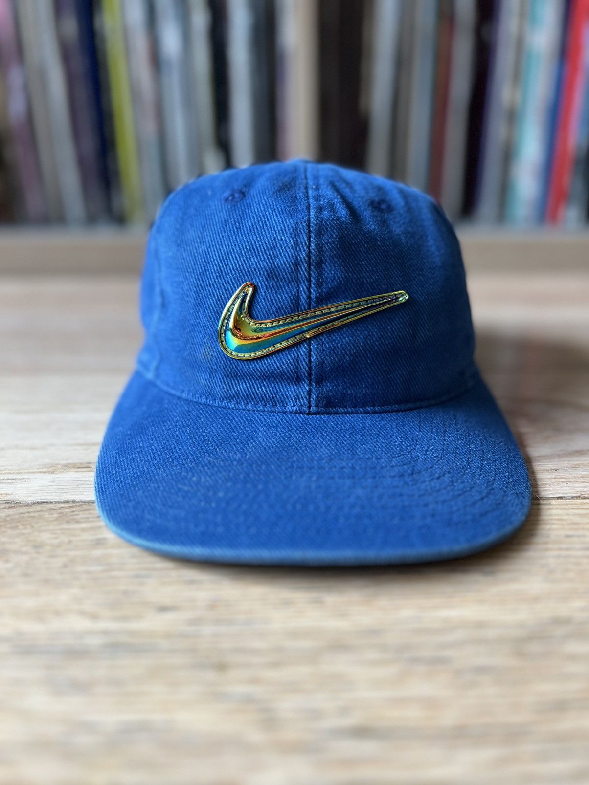 Nike × Vintage Vintage 90s Nike Hologram Swoosh Hat Fits Small Rare 1998 Size ONE SIZE - 1 Thumbnail