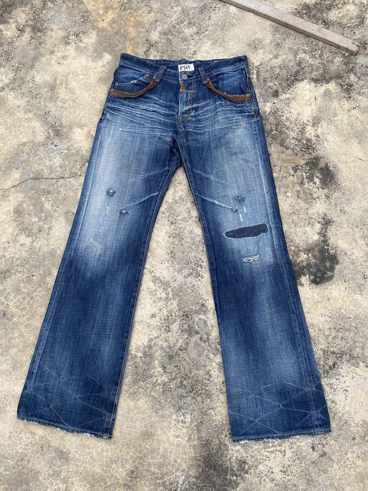 Japanese Brand Vintage Bartack Boro Stitch Flare Pant Size US 30 / EU 46 - 3 Thumbnail