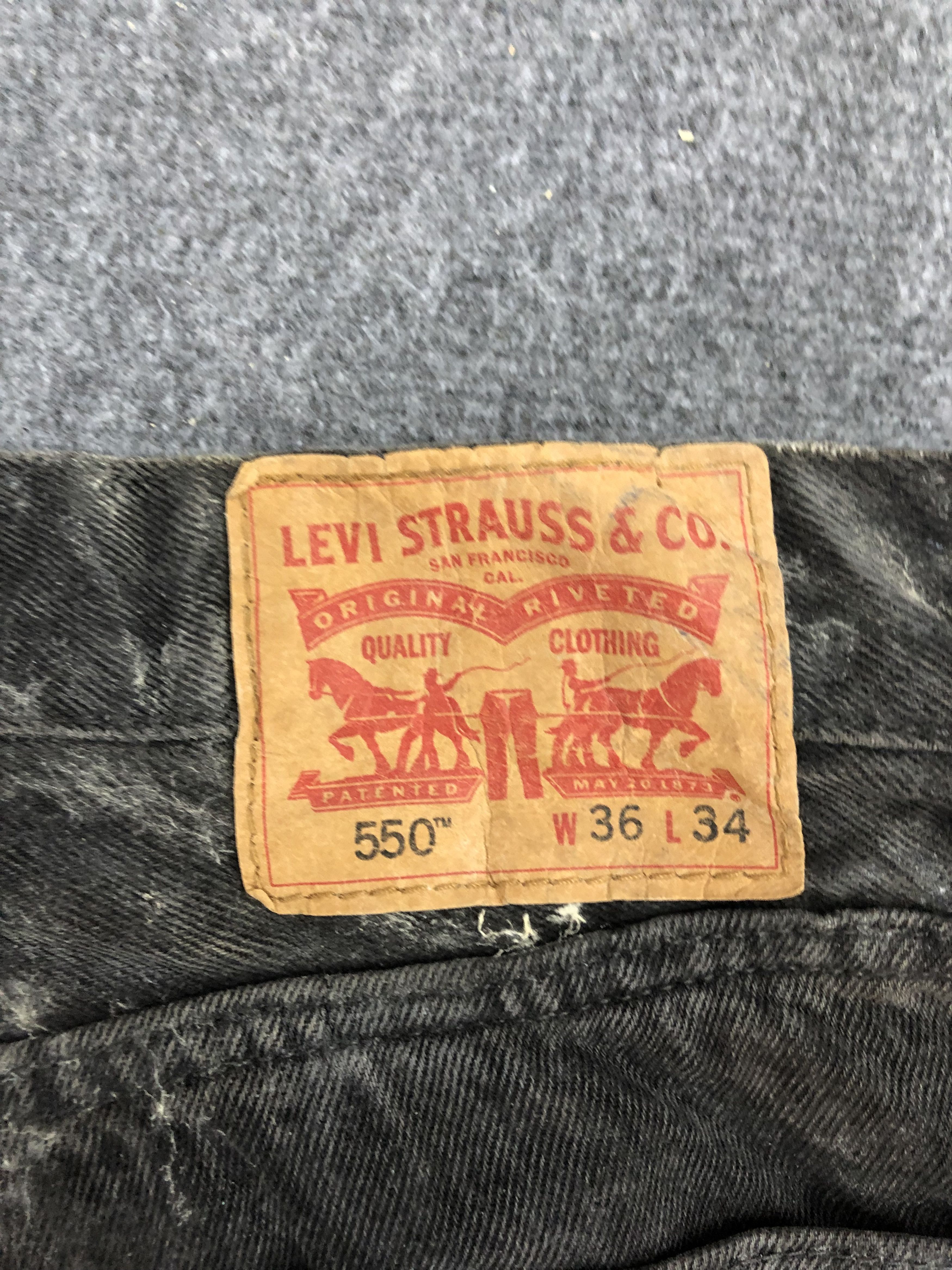 Levi's Vintage Levis 550 Faded Black Baggy Jeans DP1291 Size US 37 - 5 Thumbnail
