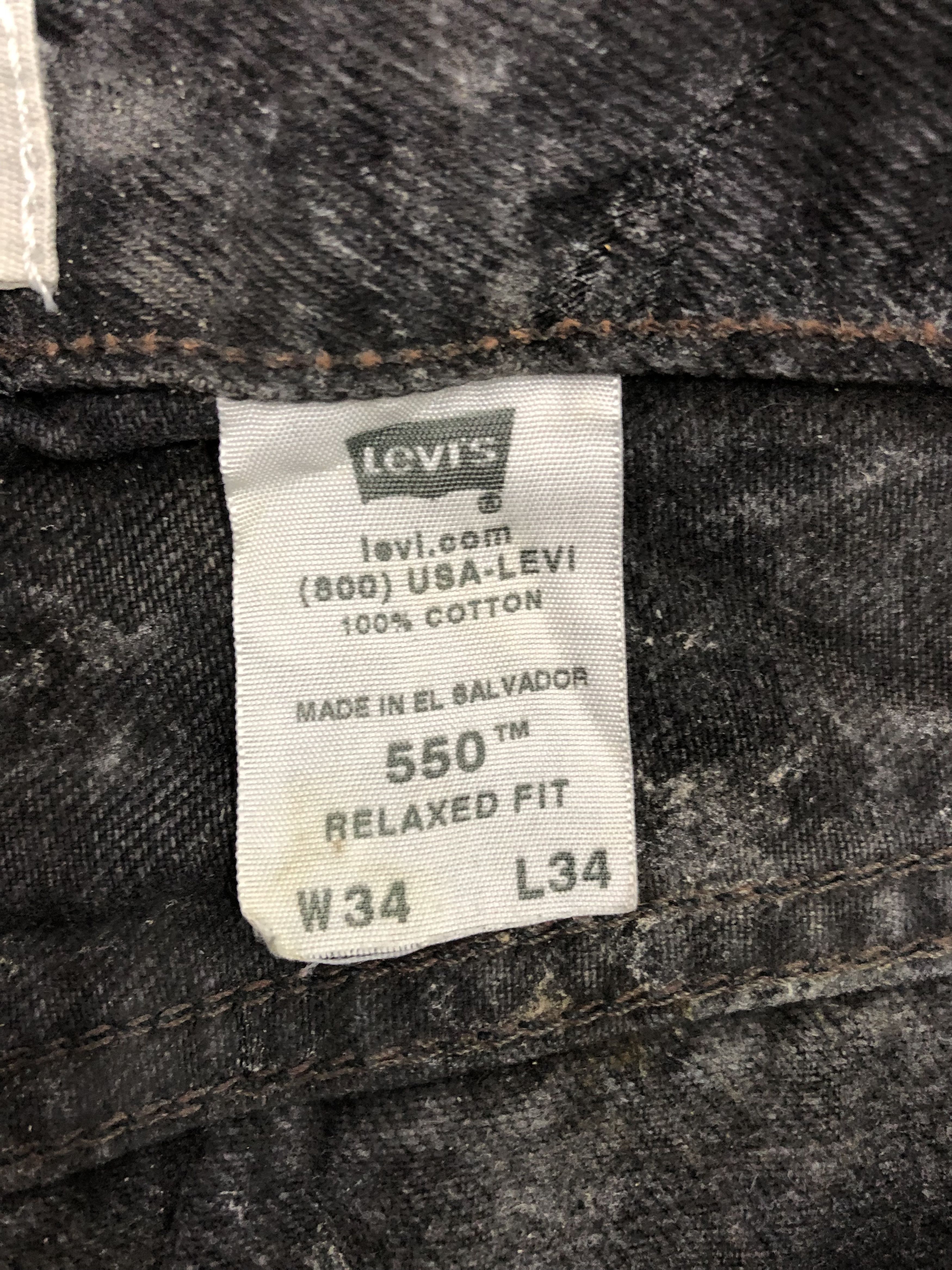 Levi's × Vintage Vintage Levis 550 Faded Black Baggy Jeans Size US 34 / EU 50 - 6 Thumbnail