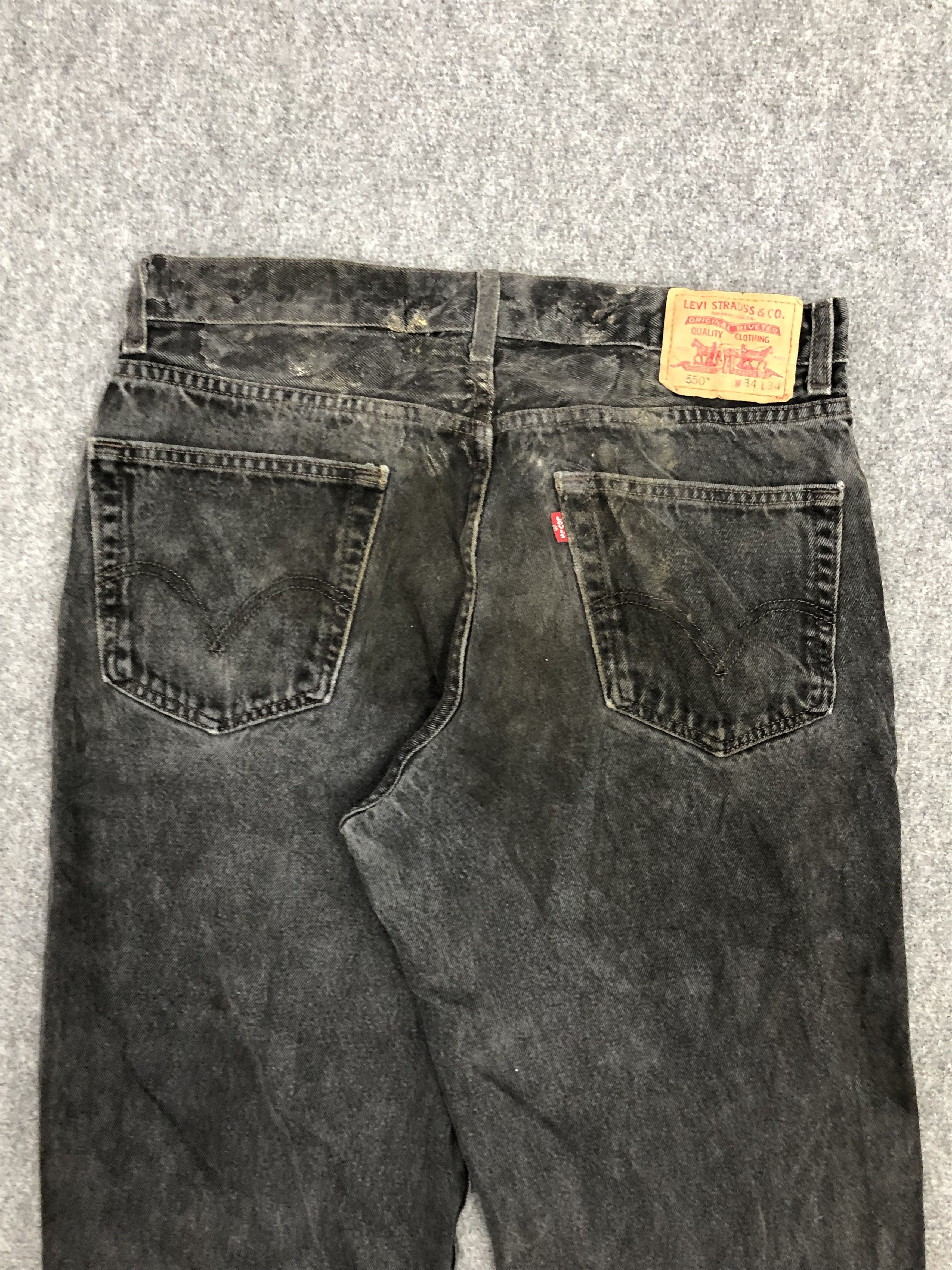 Levi's × Vintage Vintage Levis 550 Faded Black Baggy Jeans Size US 34 / EU 50 - 4 Thumbnail