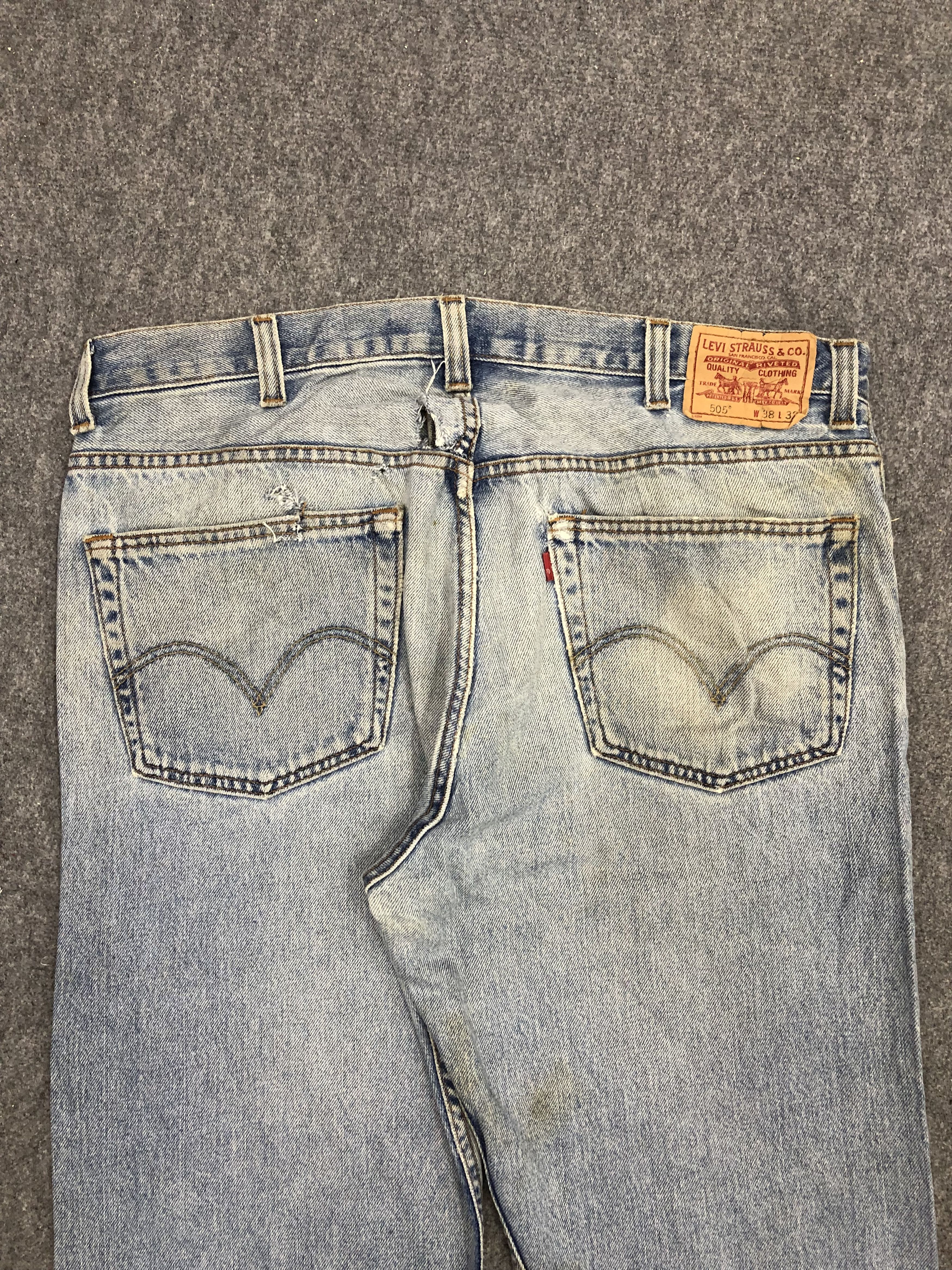 Levi's × Vintage Vintage Levis 505 Faded Blue Baggy Jeans Size US 38 / EU 54 - 4 Thumbnail