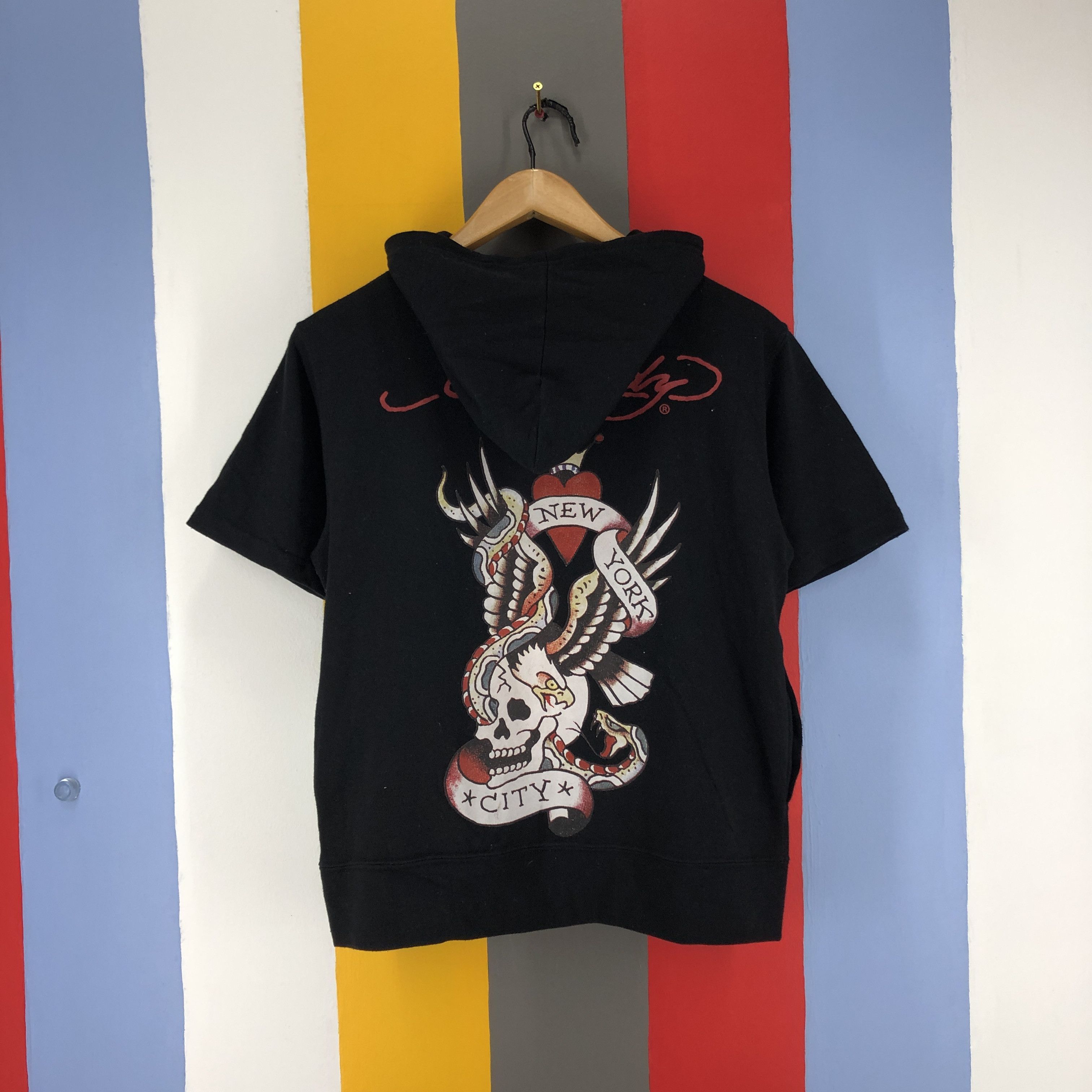 Ed Hardy DON ED HARDY Short Sleeve Hoodie #0830/U Size US S / EU 44-46 / 1 - 1 Thumbnail