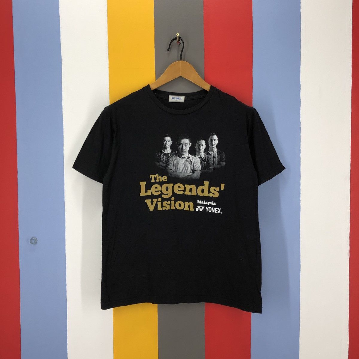 image of Yonex Badminton Legends Player Crew Neck T Shirt 1067/al in Black, Men's (Size Medium)