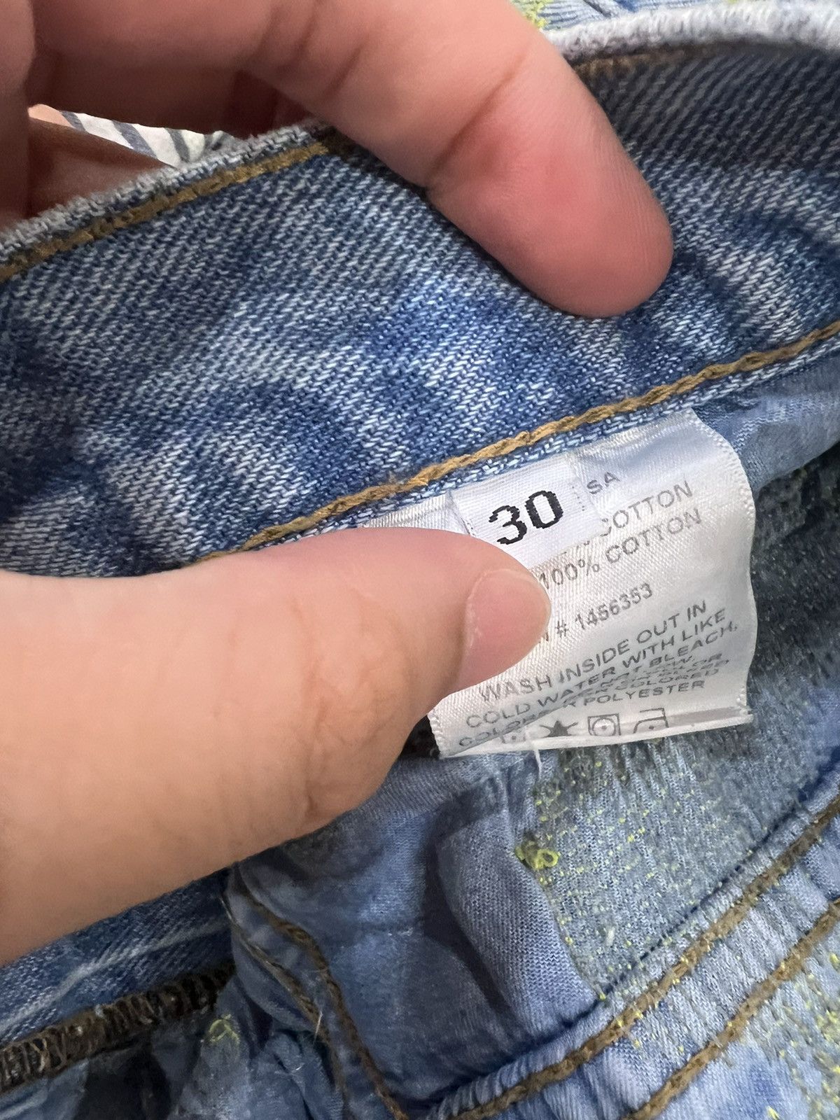 Vlone Endless blue yellow distressed denim jeans Size US 30 / EU 46 - 7 Thumbnail
