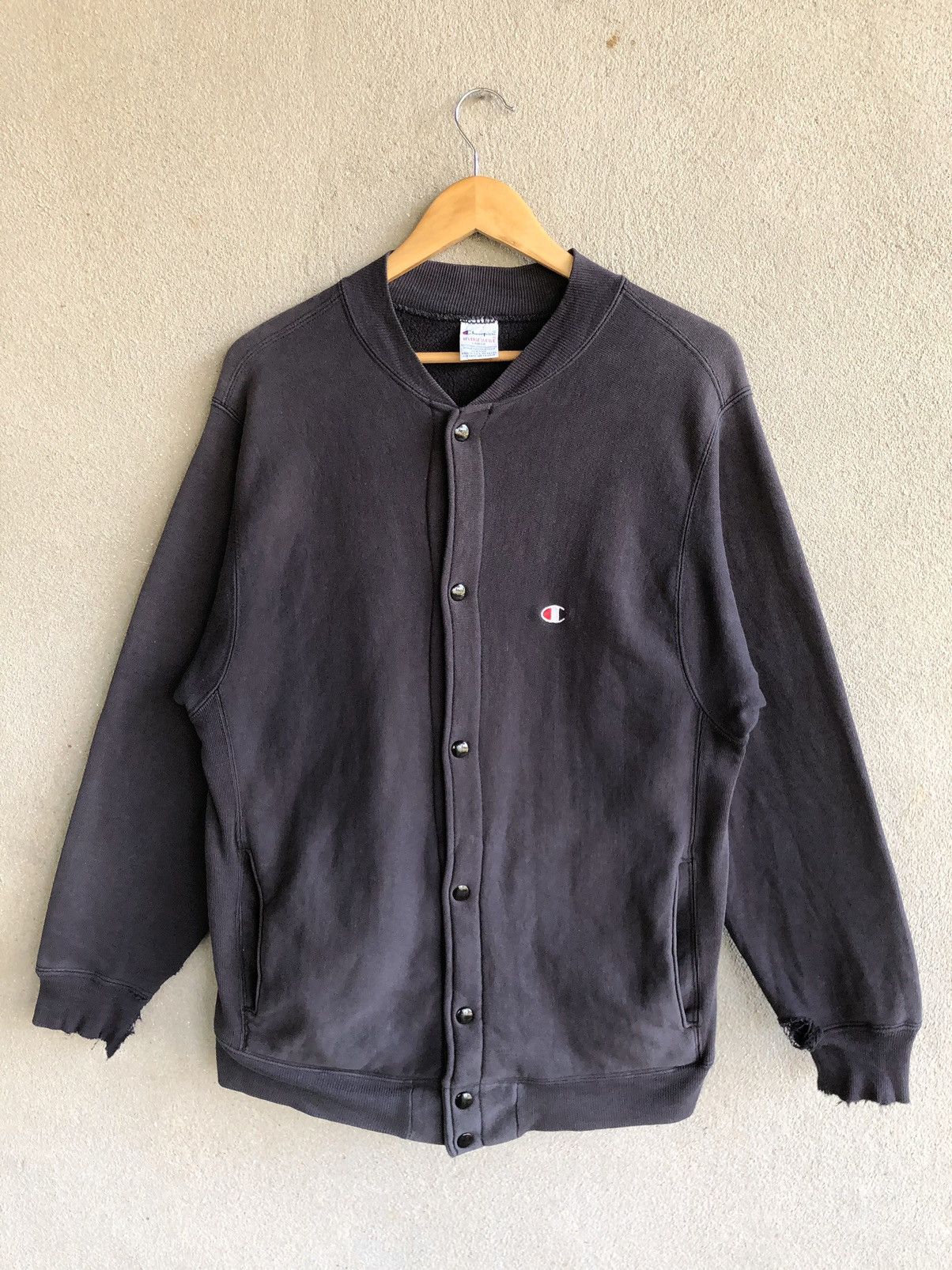 90's REVERSE WEAVE SNAP CARDIGAN 目無し 90's REVERSE WEAVE SNAP