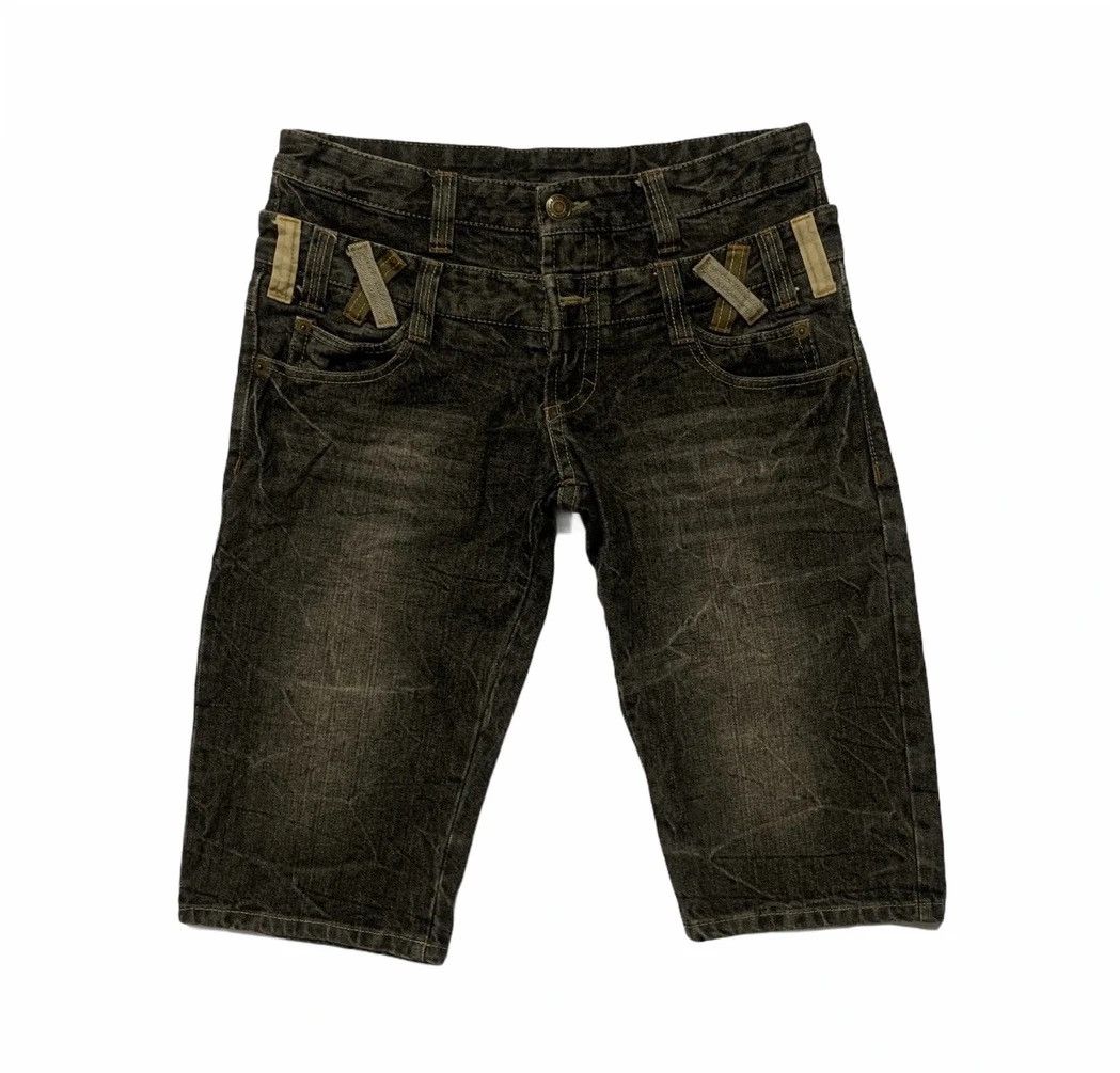 Seditionaries Japanese Vtg Double Waist Jeans Storm Wash Denim Short Pants Size US 32 / EU 48 - 2 Thumbnail