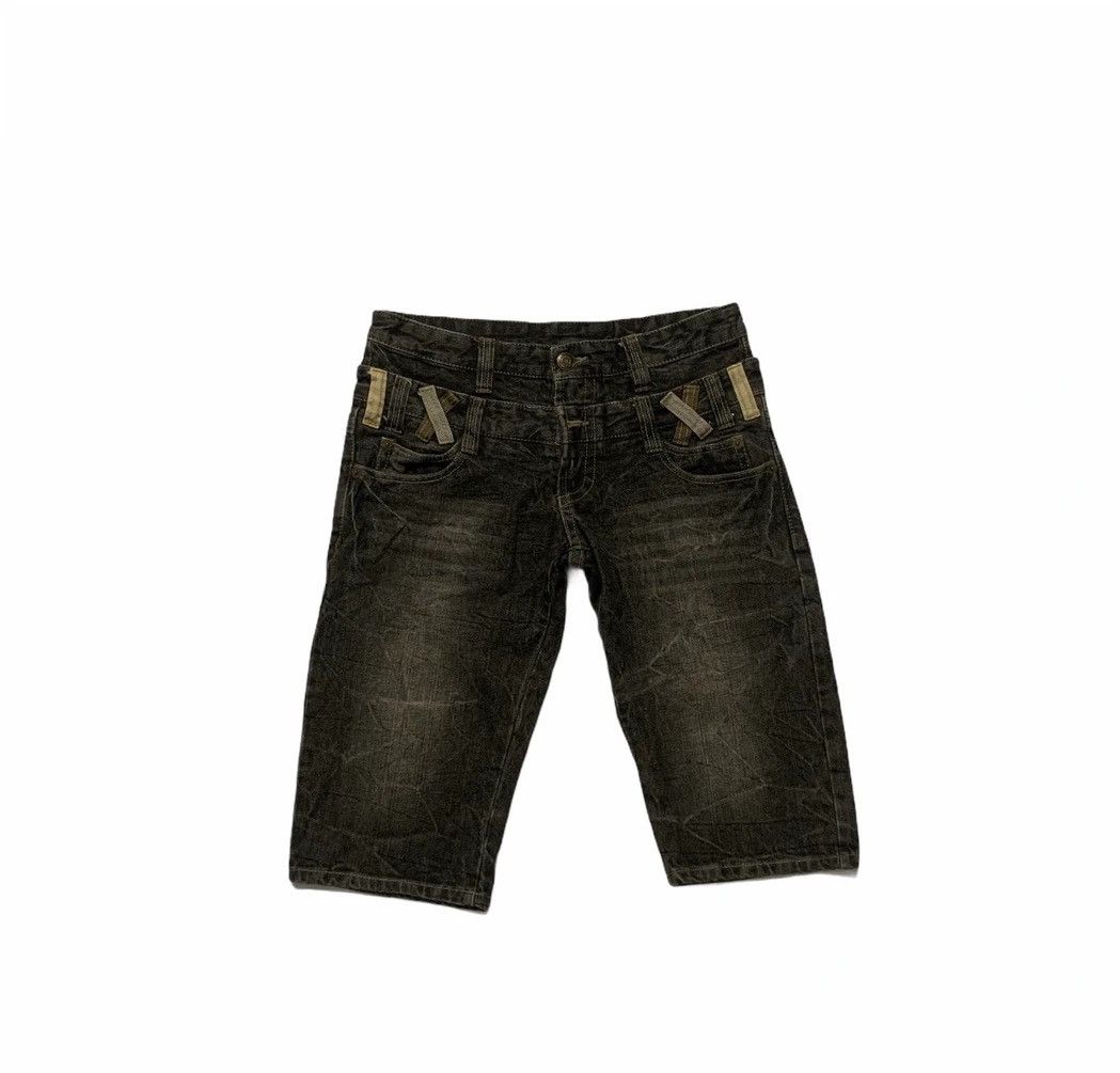 Seditionaries Japanese Vtg Double Waist Jeans Storm Wash Denim Short Pants Size US 32 / EU 48 - 1 Thumbnail