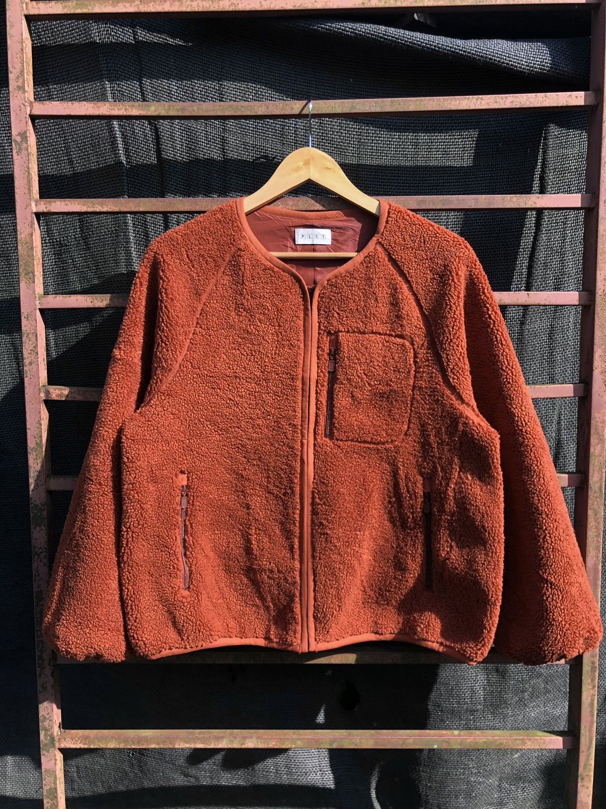 Issey Miyake × Japanese Brand PLST deep pile fleece sherpa cardigan jacket Size L / US 10 / IT 46 - 1 Thumbnail