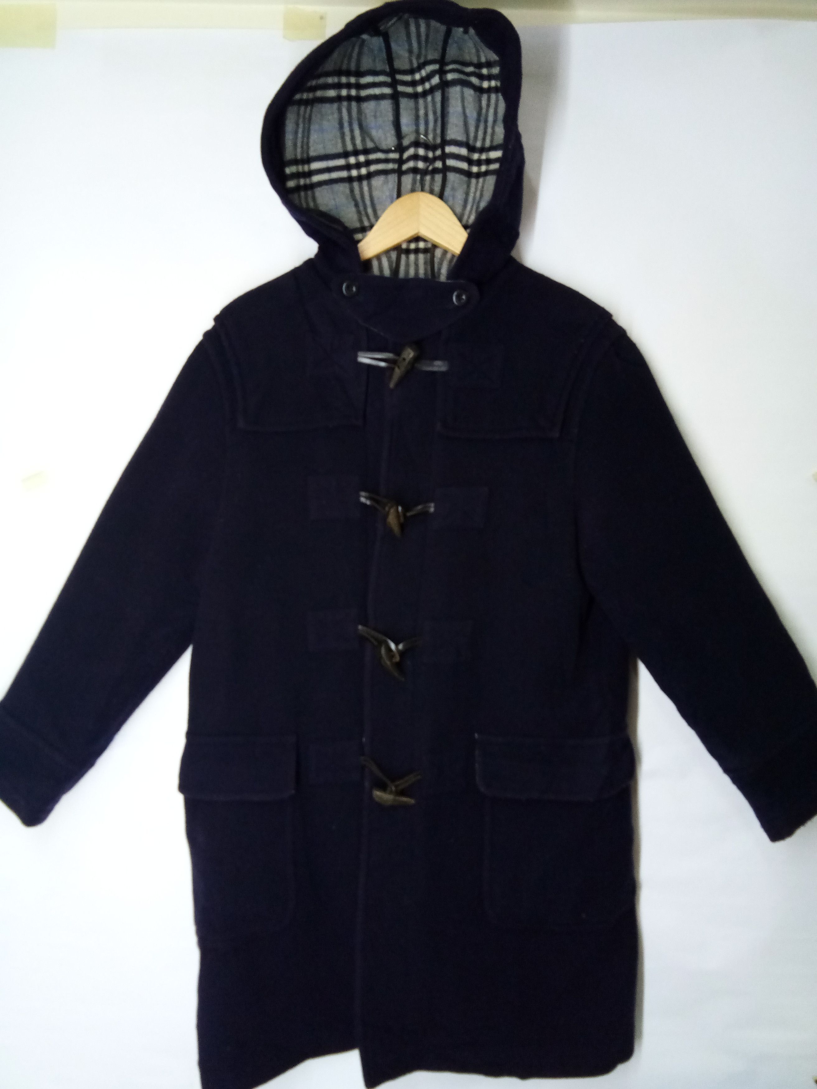 Burberry Burberry Wool Coat With Hoodie.Blue black Size US S / EU 44-46 / 1 - 8 Thumbnail