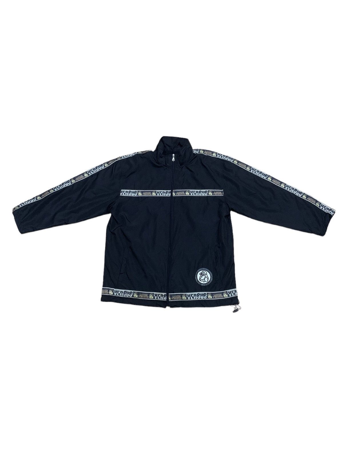 image of Vintage 90's Japanese Louis Versus Taped Big Logo Windbreaker in Black, Men's (Size Large)