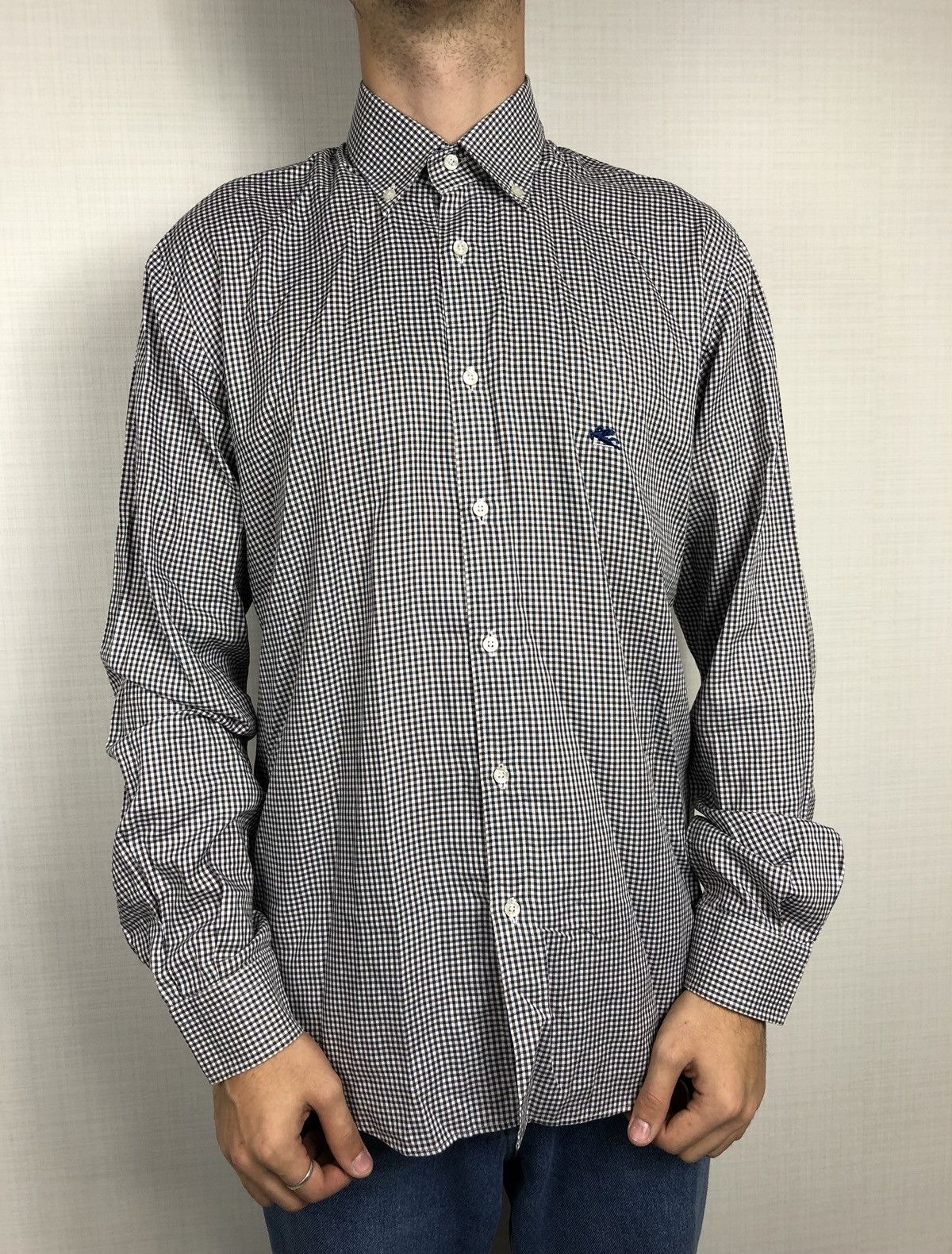 Etro Etro 41 Homme check logo button up classic long sleeve Size US L / EU 52-54 / 3 - 2 Thumbnail