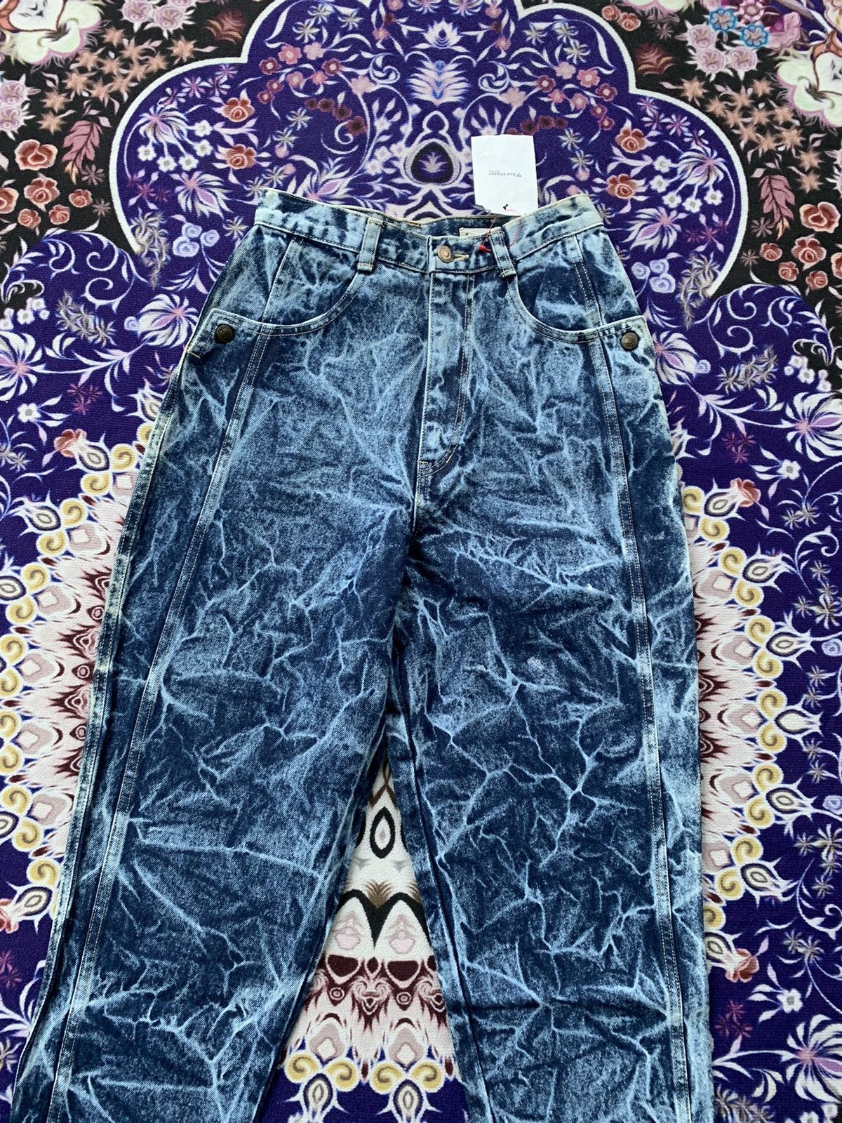 Japanese Brand Rare African Beat Club Acid Wash Denim Size US 27 - 2 Thumbnail