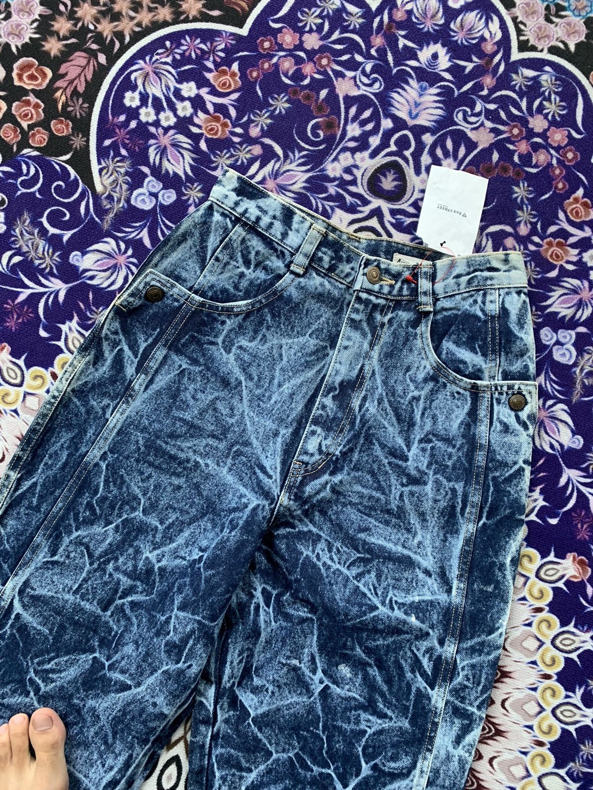Japanese Brand Rare African Beat Club Acid Wash Denim Size US 27 - 3 Thumbnail