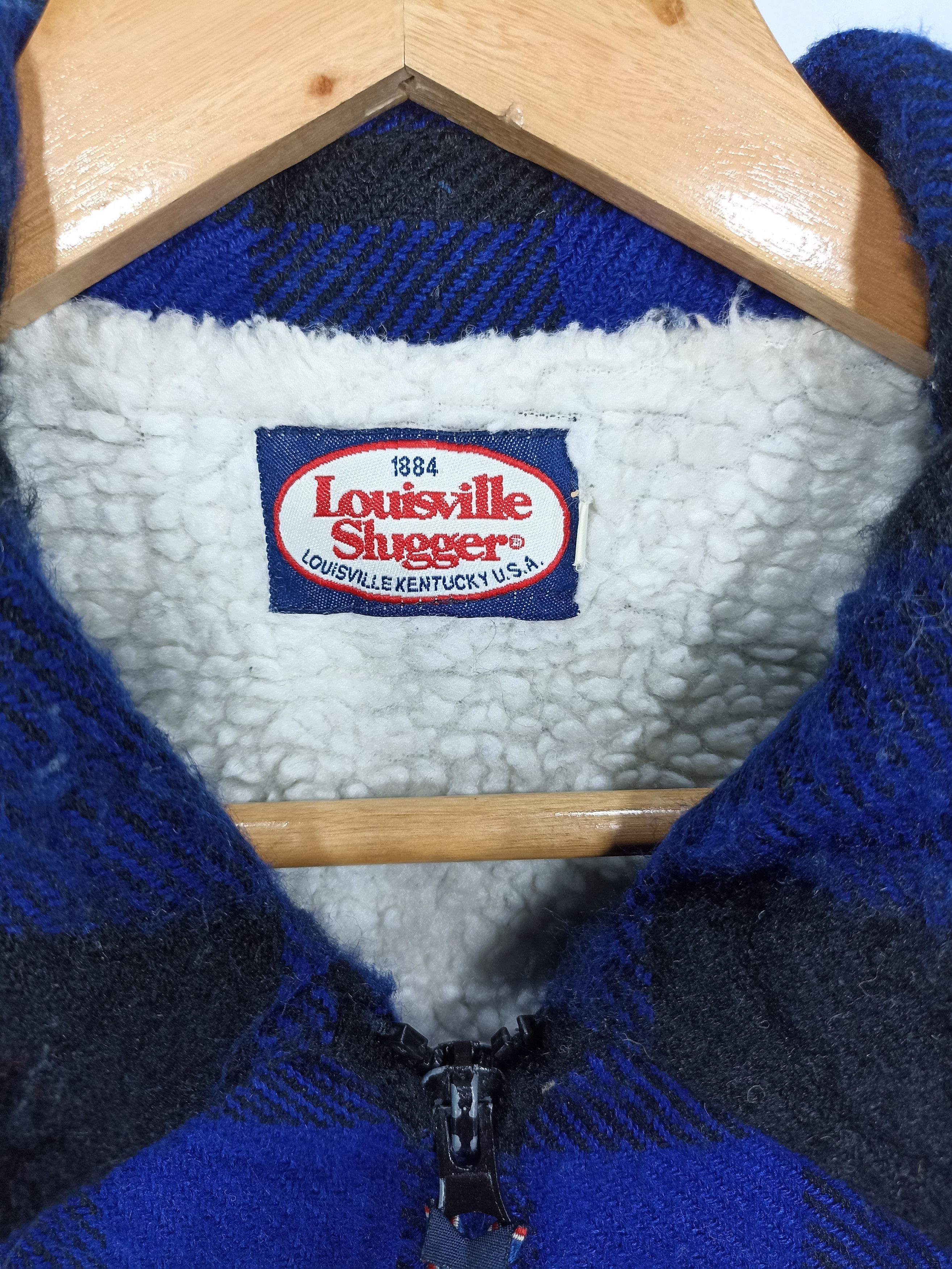 Japanese Brand × Vintage Vintage Louisville Slugger Plaid Blue Black Lineng Sherpa Size US M / EU 48-50 / 2 - 8 Thumbnail