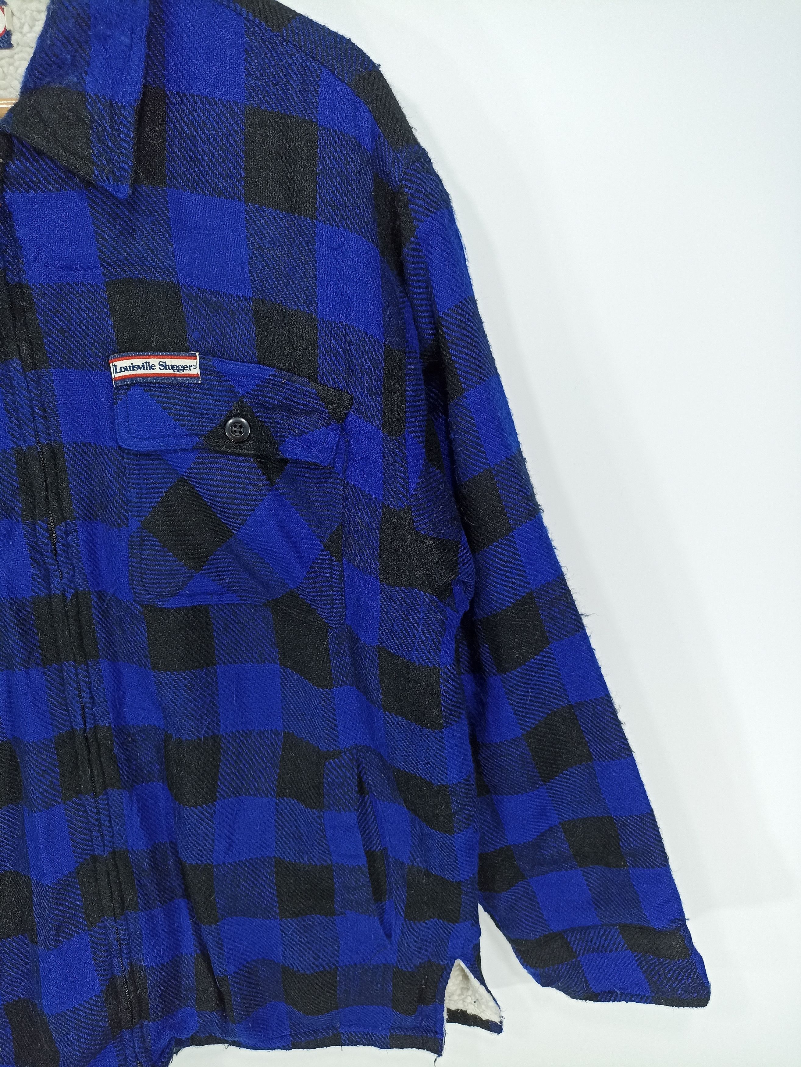 Japanese Brand × Vintage Vintage Louisville Slugger Plaid Blue Black Lineng Sherpa Size US M / EU 48-50 / 2 - 3 Thumbnail