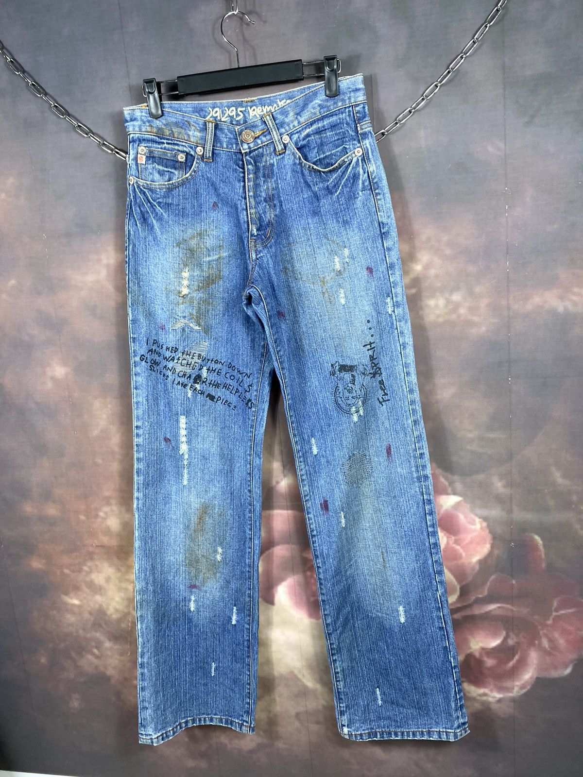 Japanese Brand Vintage 291295 Homme Spell Out Distressed Jeans 29x33 Size US 30 / EU 46 - 4 Thumbnail