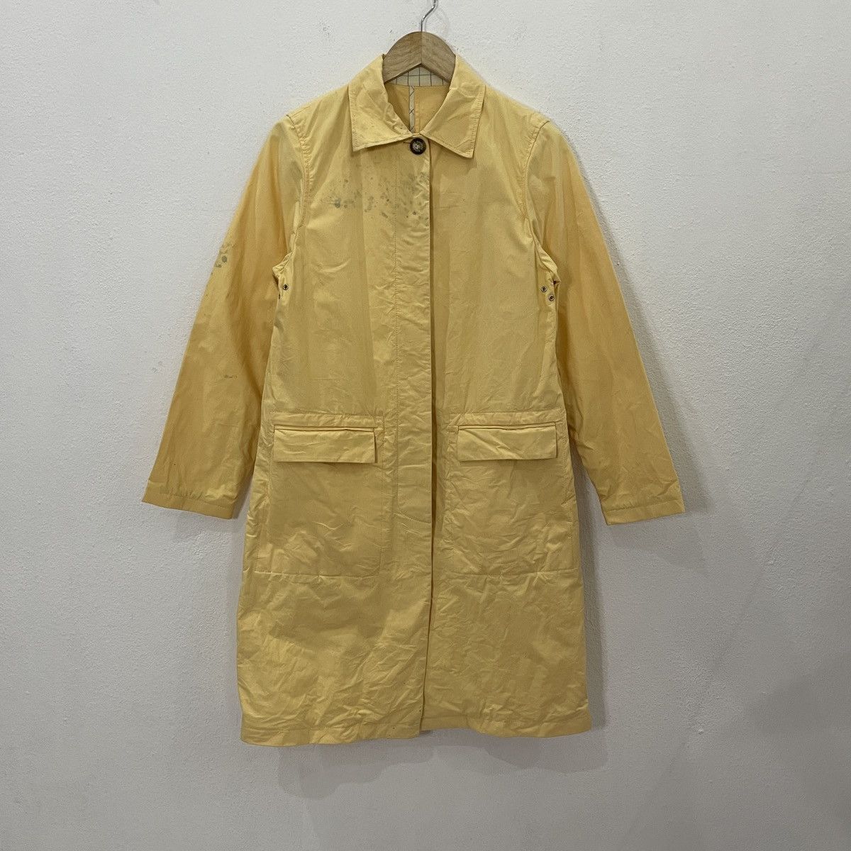 image of Vintage 90's Thomas Burberry Trench Coat in Yellow, Men's (Size Small)