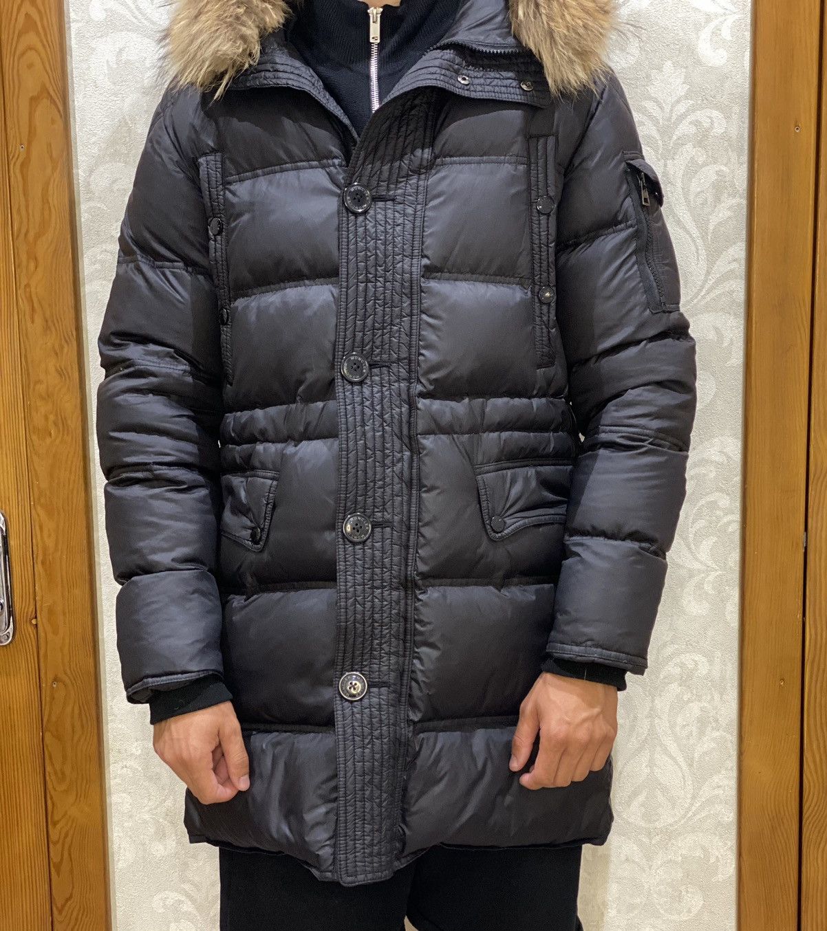 image of Moncler Affton Parka Down Jacket Maya Himalaya in Black, Men's (Size Medium)