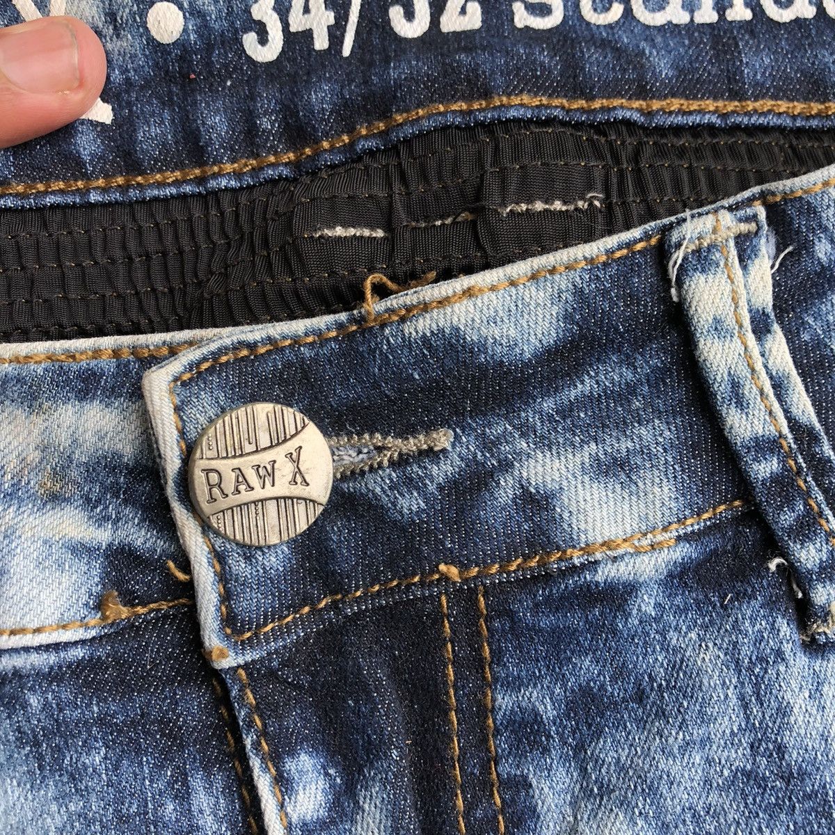 Japanese Brand × Vintage 🔥Sick🔥🇯🇵Raw-X Splash Acid Blue Wash Biker Styles Denim Jeans Size US 34 / EU 50 - 11 Thumbnail