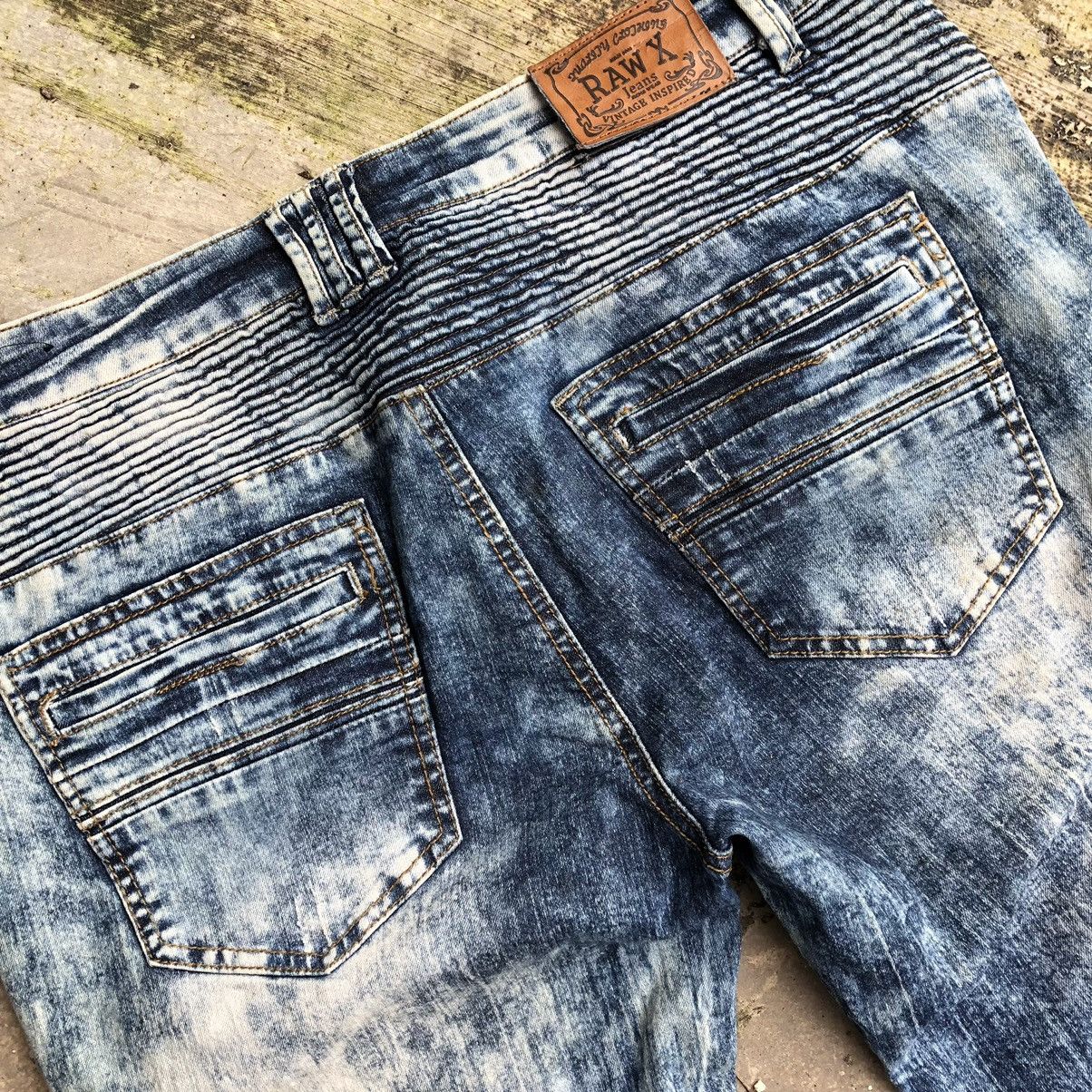 Japanese Brand × Vintage 🔥Sick🔥🇯🇵Raw-X Splash Acid Blue Wash Biker Styles Denim Jeans Size US 34 / EU 50 - 7 Thumbnail