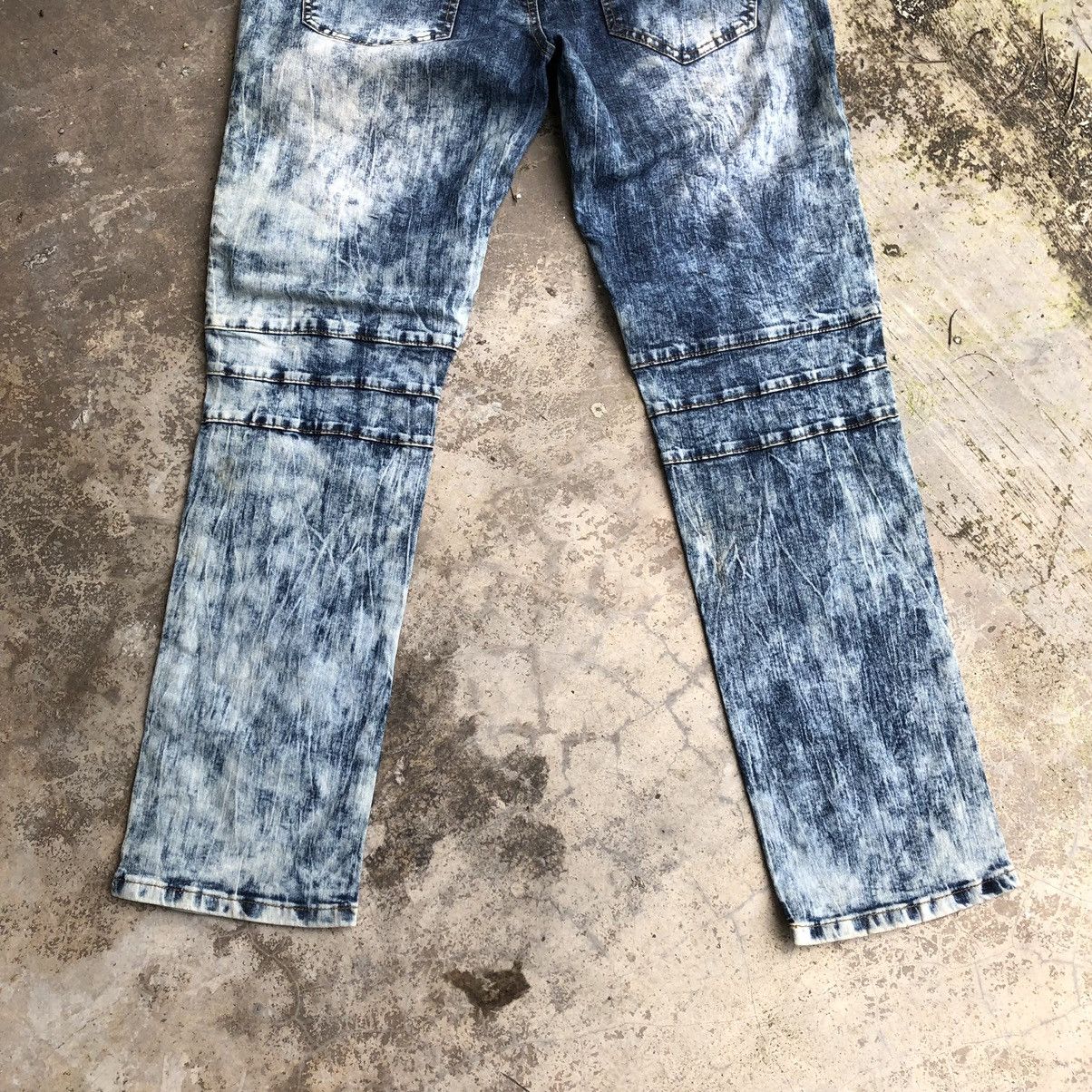 Japanese Brand × Vintage 🔥Sick🔥🇯🇵Raw-X Splash Acid Blue Wash Biker Styles Denim Jeans Size US 34 / EU 50 - 6 Thumbnail