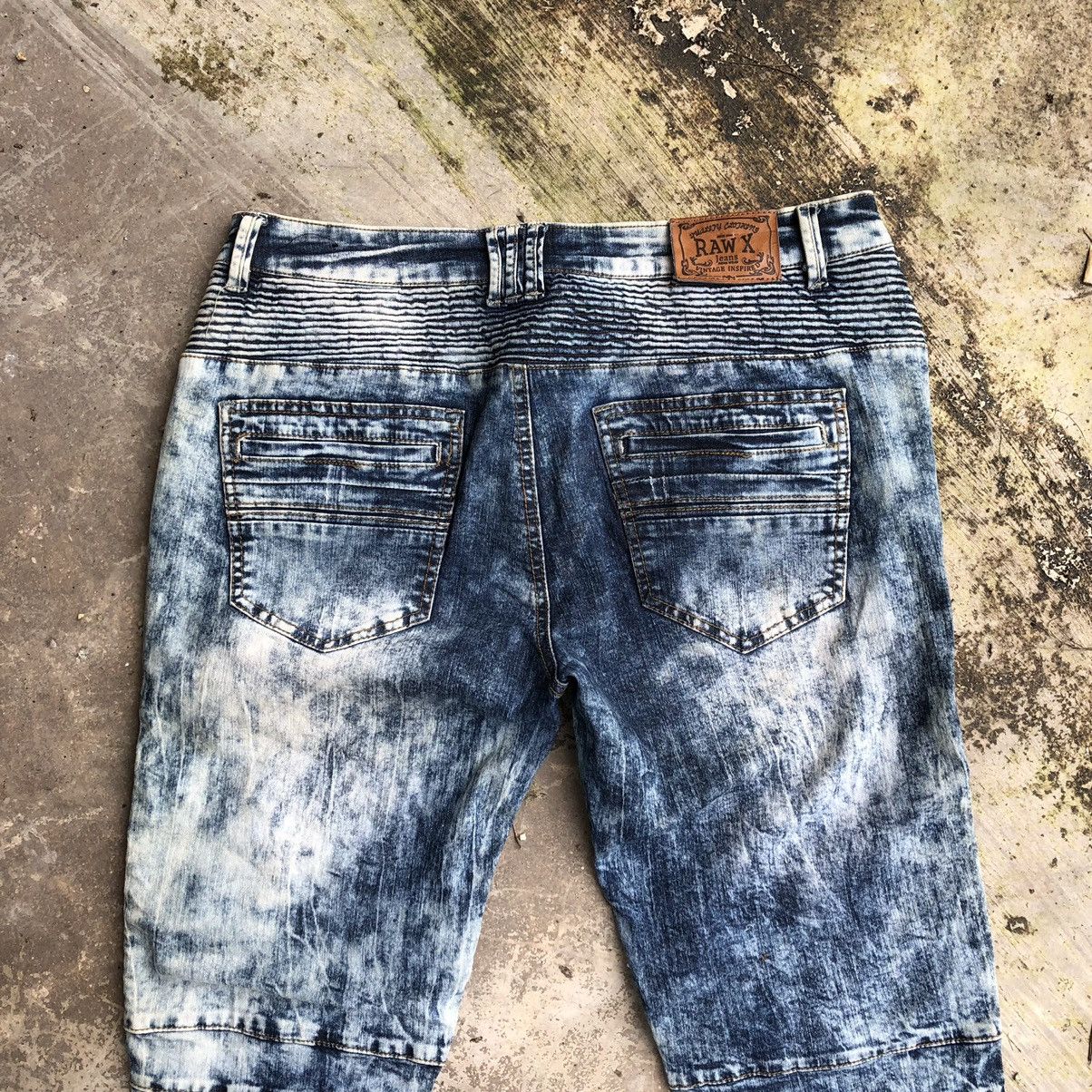 Japanese Brand × Vintage 🔥Sick🔥🇯🇵Raw-X Splash Acid Blue Wash Biker Styles Denim Jeans Size US 34 / EU 50 - 5 Thumbnail