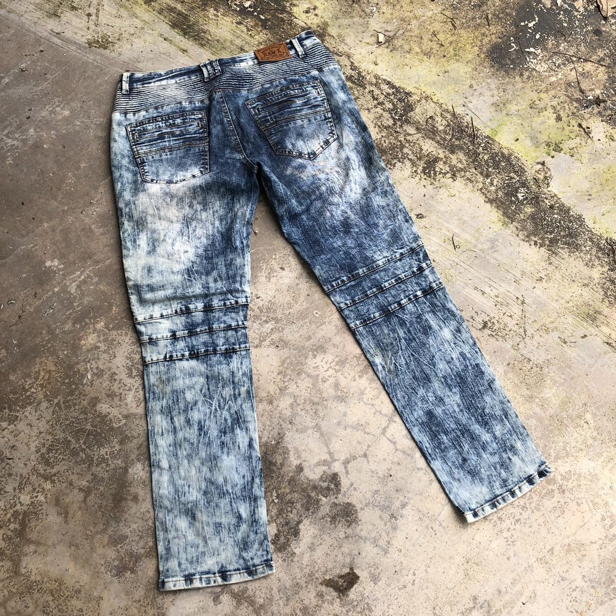 Japanese Brand × Vintage 🔥Sick🔥🇯🇵Raw-X Splash Acid Blue Wash Biker Styles Denim Jeans Size US 34 / EU 50 - 4 Thumbnail