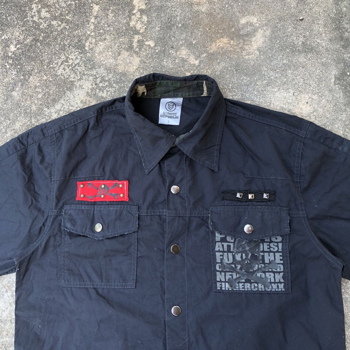 Japanese Brand 🔥Sick🔥🇯🇵Street Republic Spike Big Skull Sedi Style Punk Shirt Size US M / EU 48-50 / 2 - 4 Thumbnail