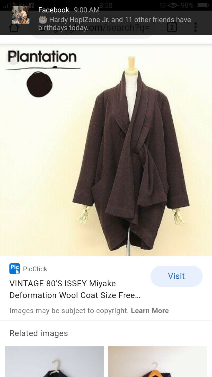 Issey Miyake Vintage 80's Issey Miyake Deformation wool coat free size. Size US M / EU 48-50 / 2 - 7 Thumbnail