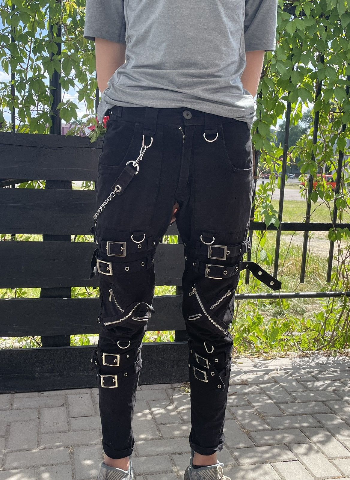 Vintage Punk Gothic Bandage Cargo Pants Black y2k