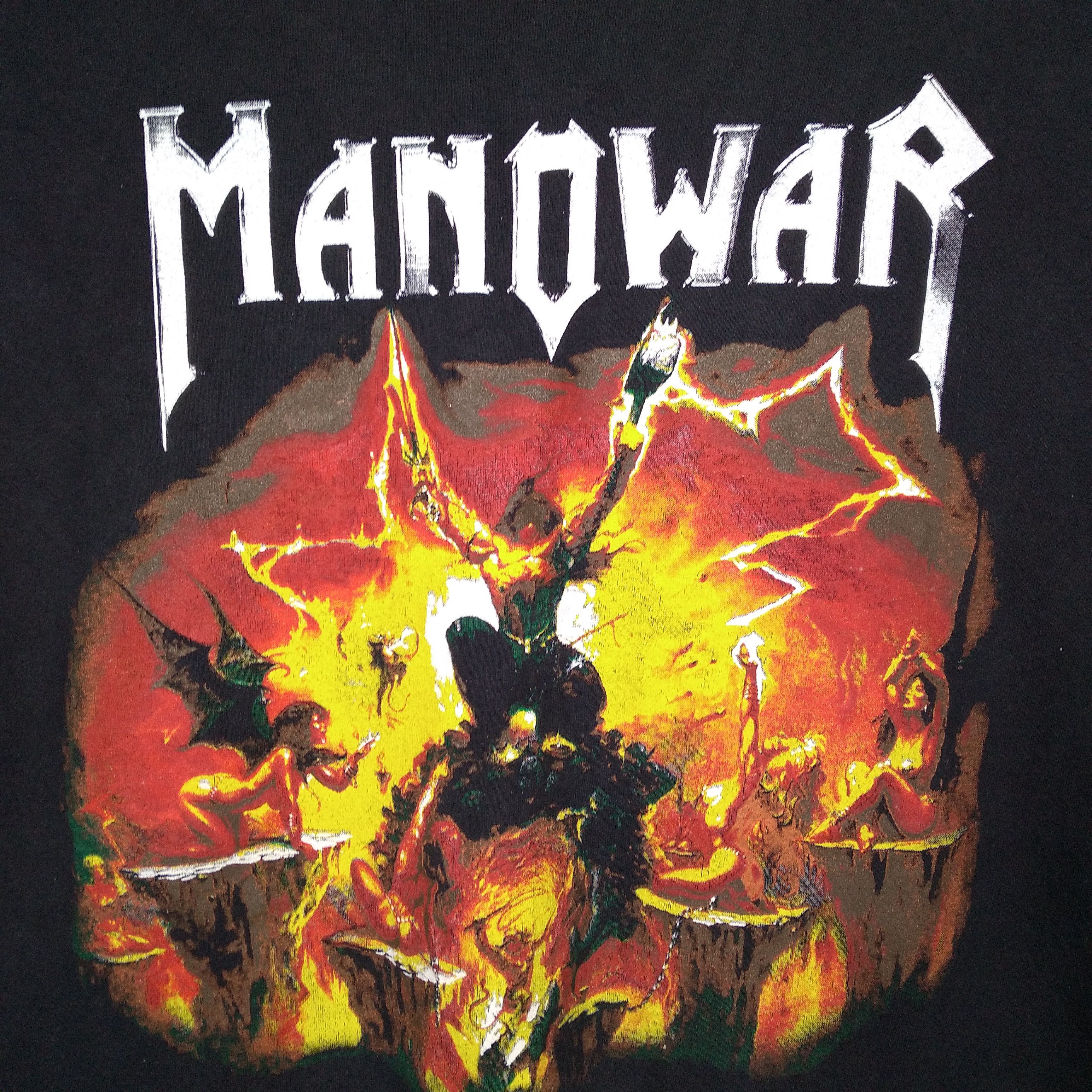 Band Tees × Vintage Vintage Manowar Heavy Metal Band Hell Promo Tee Size US L / EU 52-54 / 3 - 3 Thumbnail