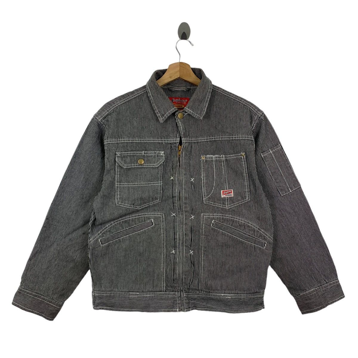 image of Vintage Satisfactory Dogman Workers Denim Jacket in Black, Men's (Size Medium)