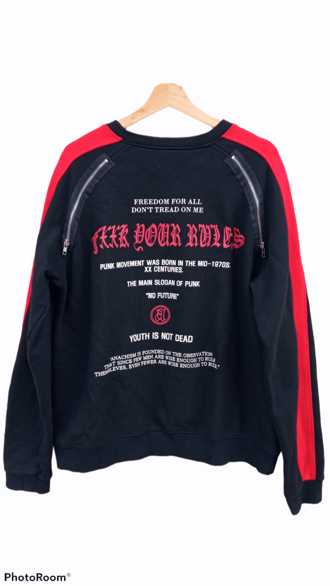 image of Seditionaries Another Youth New Anarchy "no Future" Punk Sweatshirt in Black, Men's (Size Large)