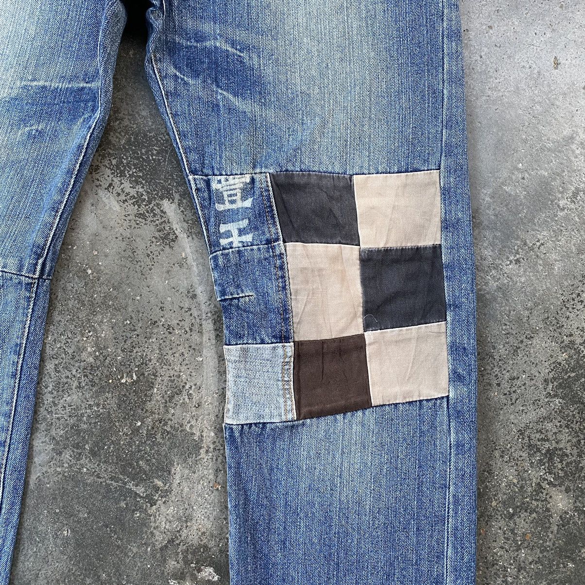Japanese Brand Vintage Buden Akindo Patchwork Distressed Denim Size US 33 - 8 Thumbnail