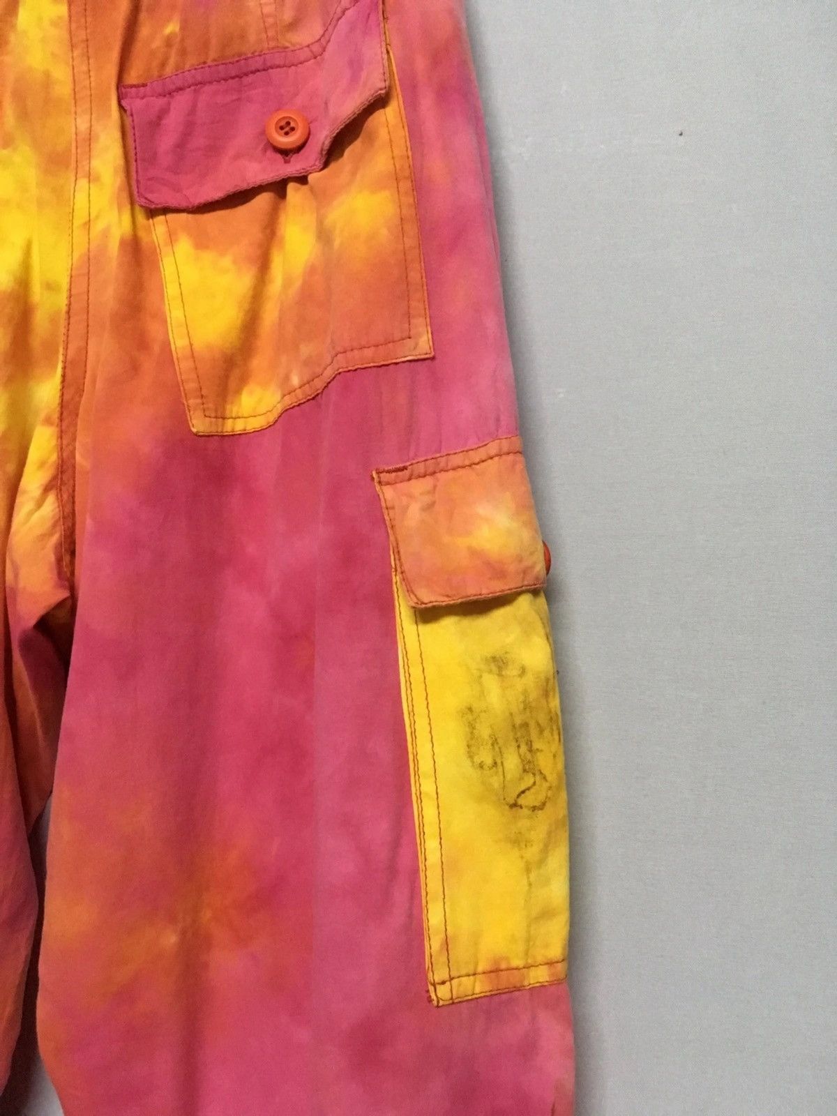 Japanese Brand × Vintage Japanese Vintage UFO TyeDye Drawstring Waist Cargo Pant Size US 29 - 8 Thumbnail