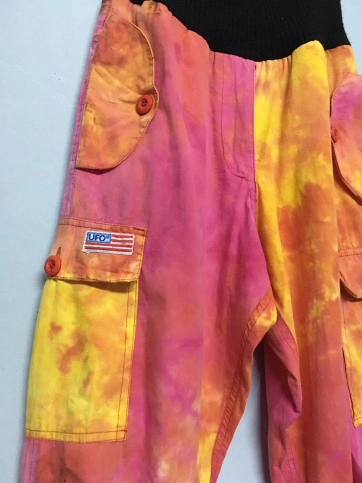 Japanese Brand × Vintage Japanese Vintage UFO TyeDye Drawstring Waist Cargo Pant Size US 29 - 5 Thumbnail