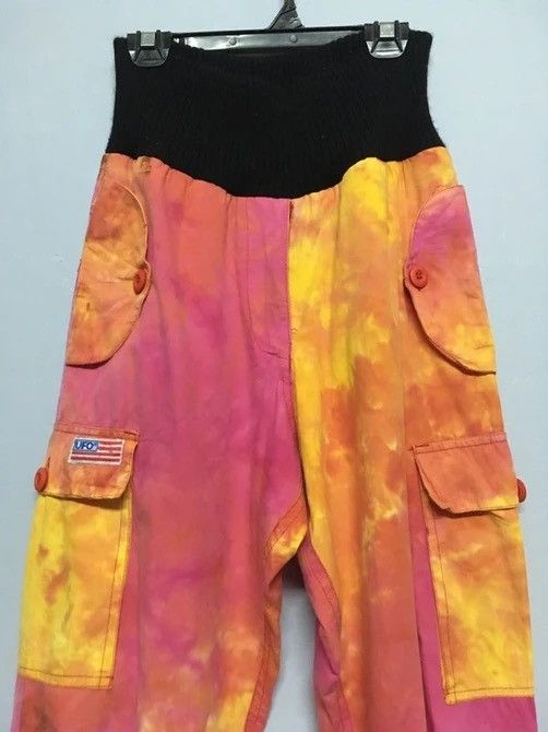 Japanese Brand × Vintage Japanese Vintage UFO TyeDye Drawstring Waist Cargo Pant Size US 29 - 3 Thumbnail