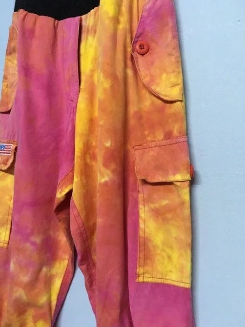 Japanese Brand × Vintage Japanese Vintage UFO TyeDye Drawstring Waist Cargo Pant Size US 29 - 4 Thumbnail