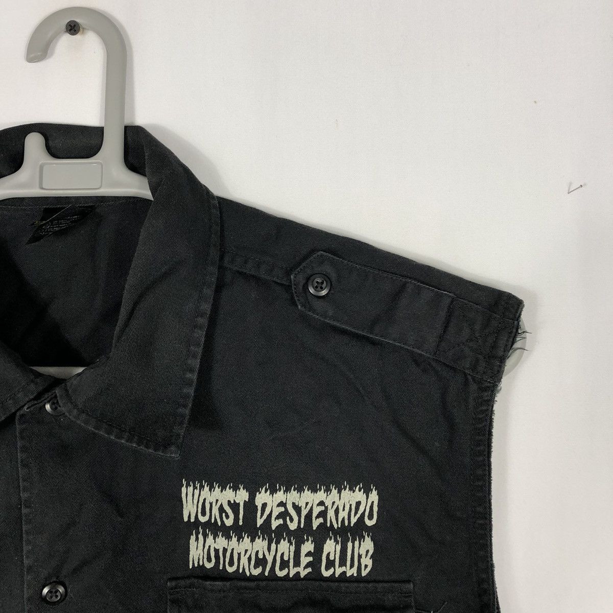 Japanese Brand × Vintage 🔥Sick🔥Worst Desperado Moto Club Big Skull Flame Buttons Vest Size US L / EU 52-54 / 3 - 8 Thumbnail