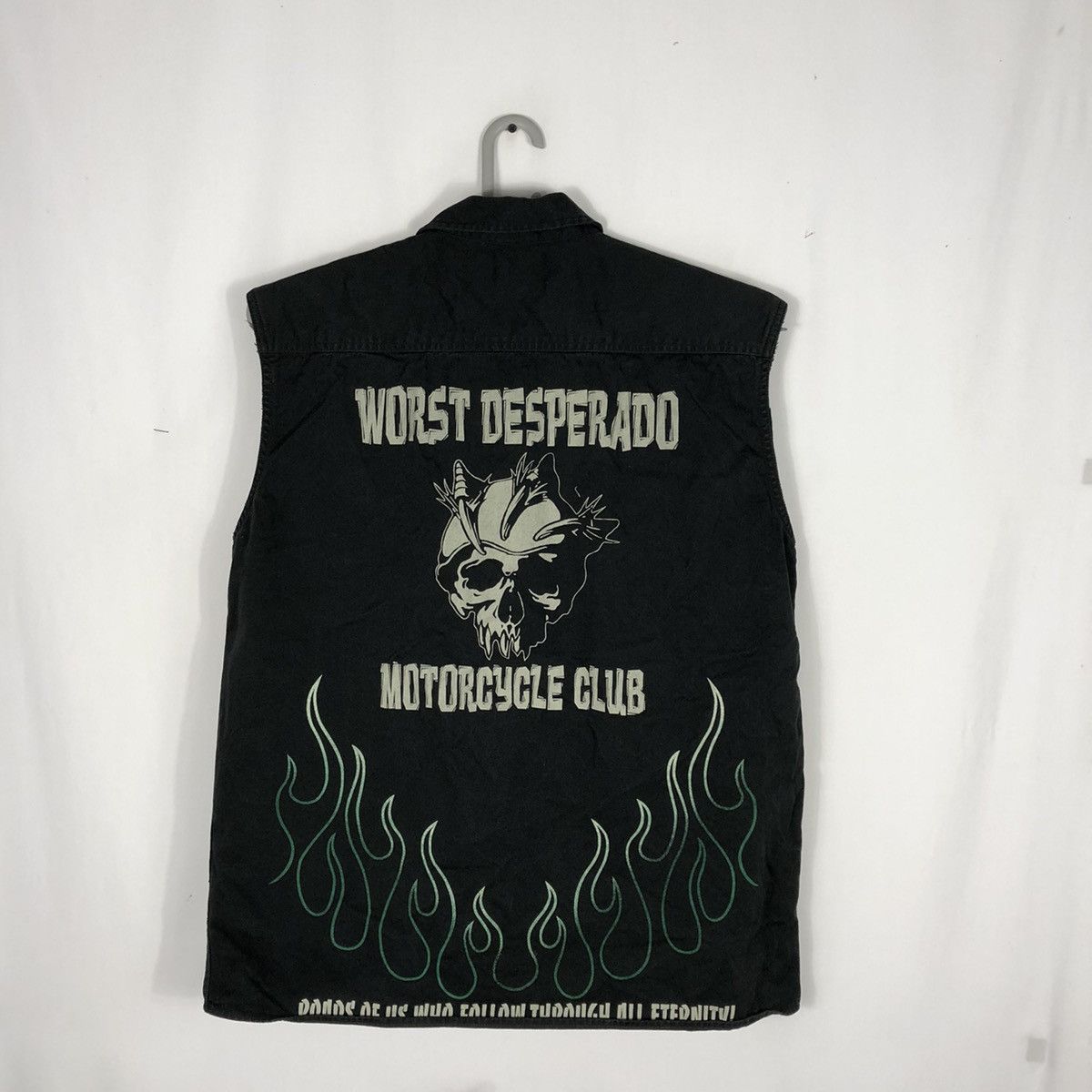 Japanese Brand × Vintage 🔥Sick🔥Worst Desperado Moto Club Big Skull Flame Buttons Vest Size US L / EU 52-54 / 3 - 1 Thumbnail