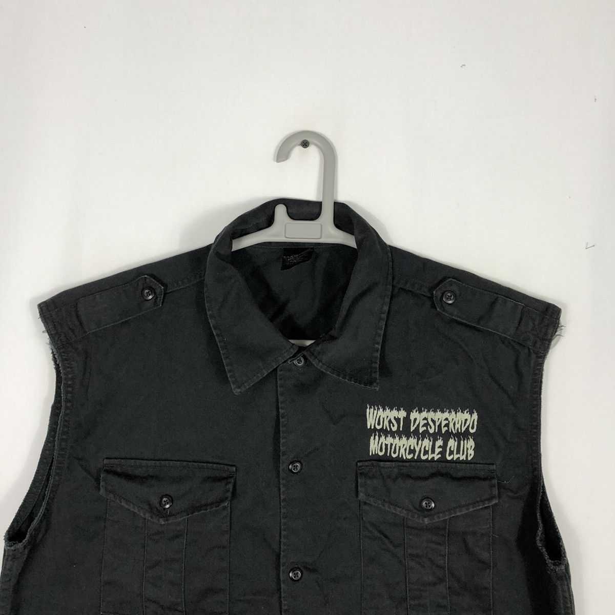 Japanese Brand × Vintage 🔥Sick🔥Worst Desperado Moto Club Big Skull Flame Buttons Vest Size US L / EU 52-54 / 3 - 6 Thumbnail