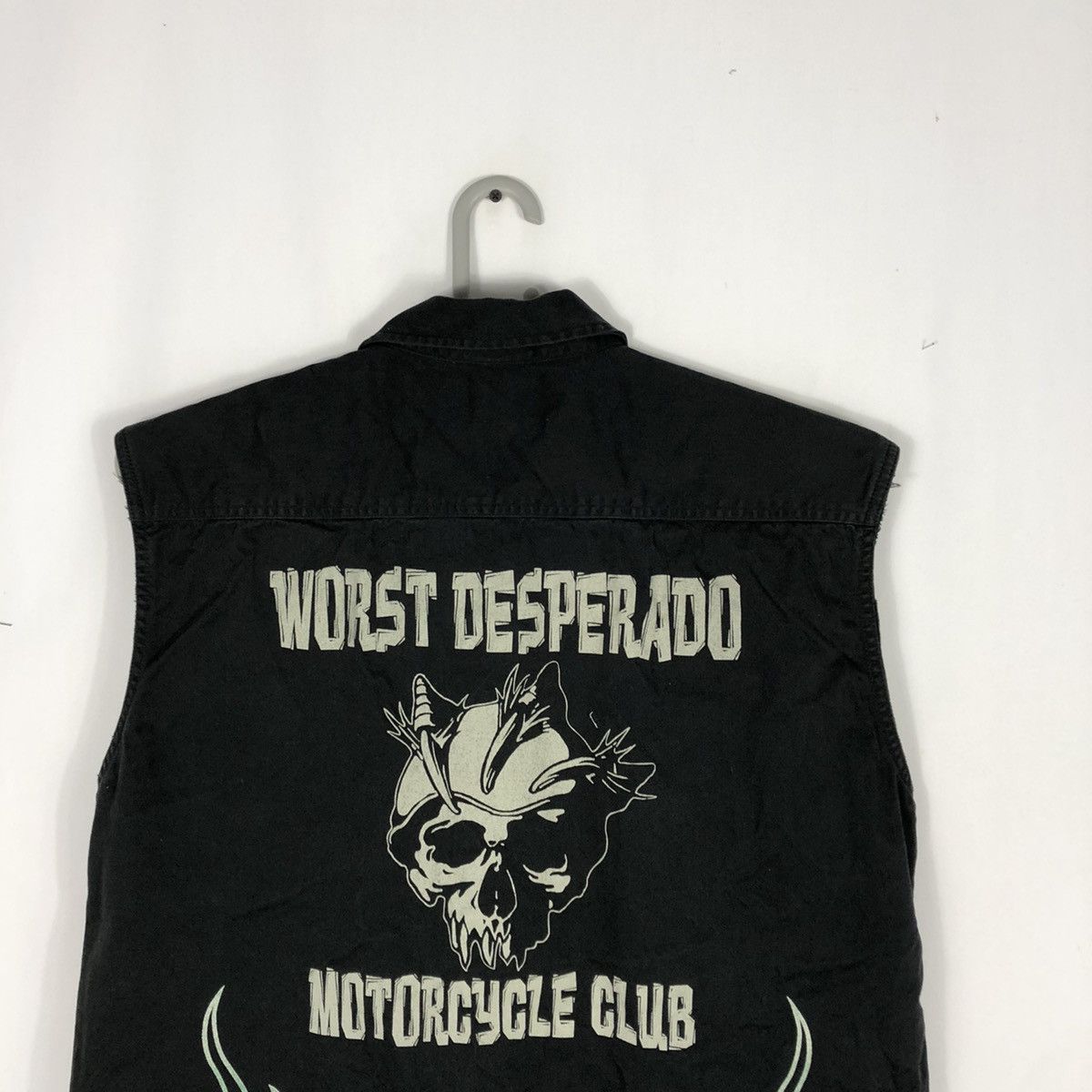 Japanese Brand × Vintage 🔥Sick🔥Worst Desperado Moto Club Big Skull Flame Buttons Vest Size US L / EU 52-54 / 3 - 2 Thumbnail